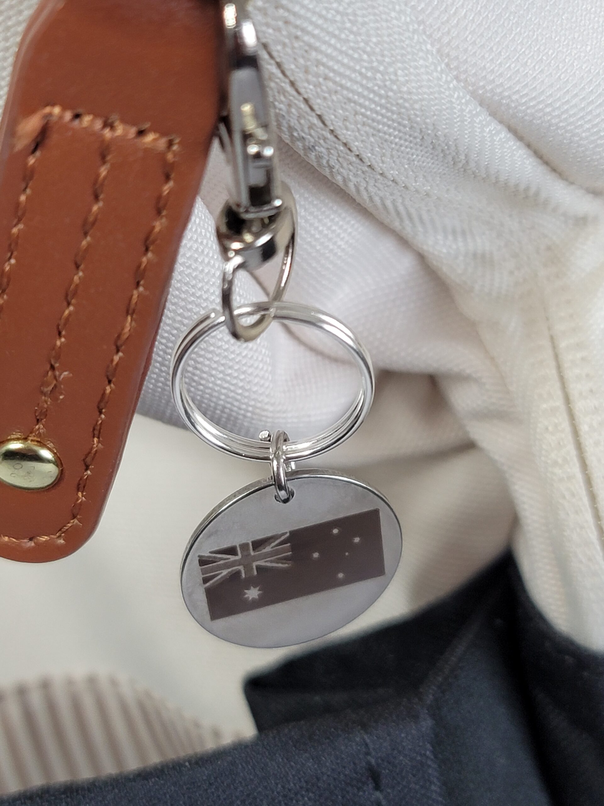 Laser Engraved Australia Flag Keychain Fob – Steel Aussie Pride Zipper Pull - Image 3
