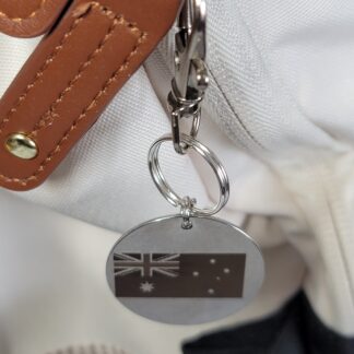 Laser Engraved Australia Flag Keychain Fob – Steel Aussie Pride Zipper Pull