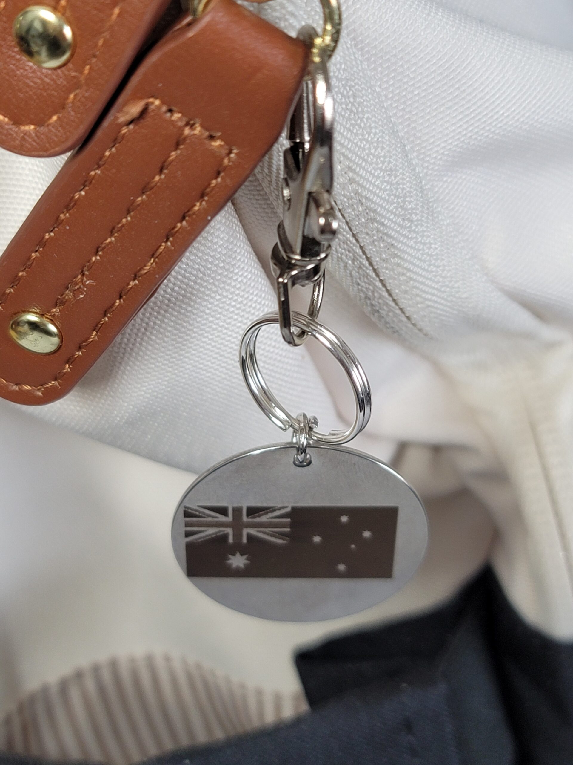 Laser Engraved Australia Flag Keychain Fob – Steel Aussie Pride Zipper Pull