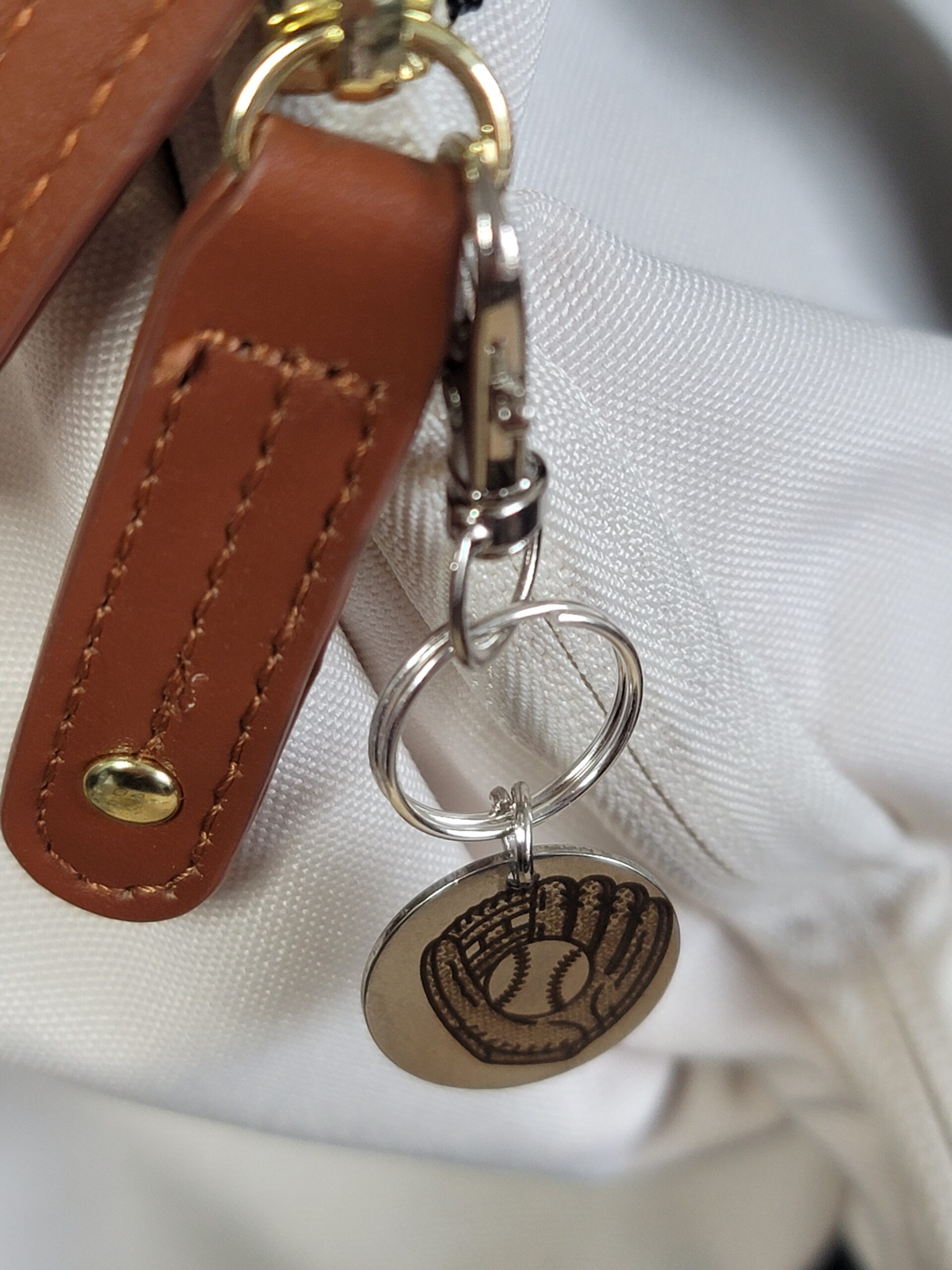 Laser Engraved Baseball Keychain Fob – Steel Sports Zipper Pull - Image 3