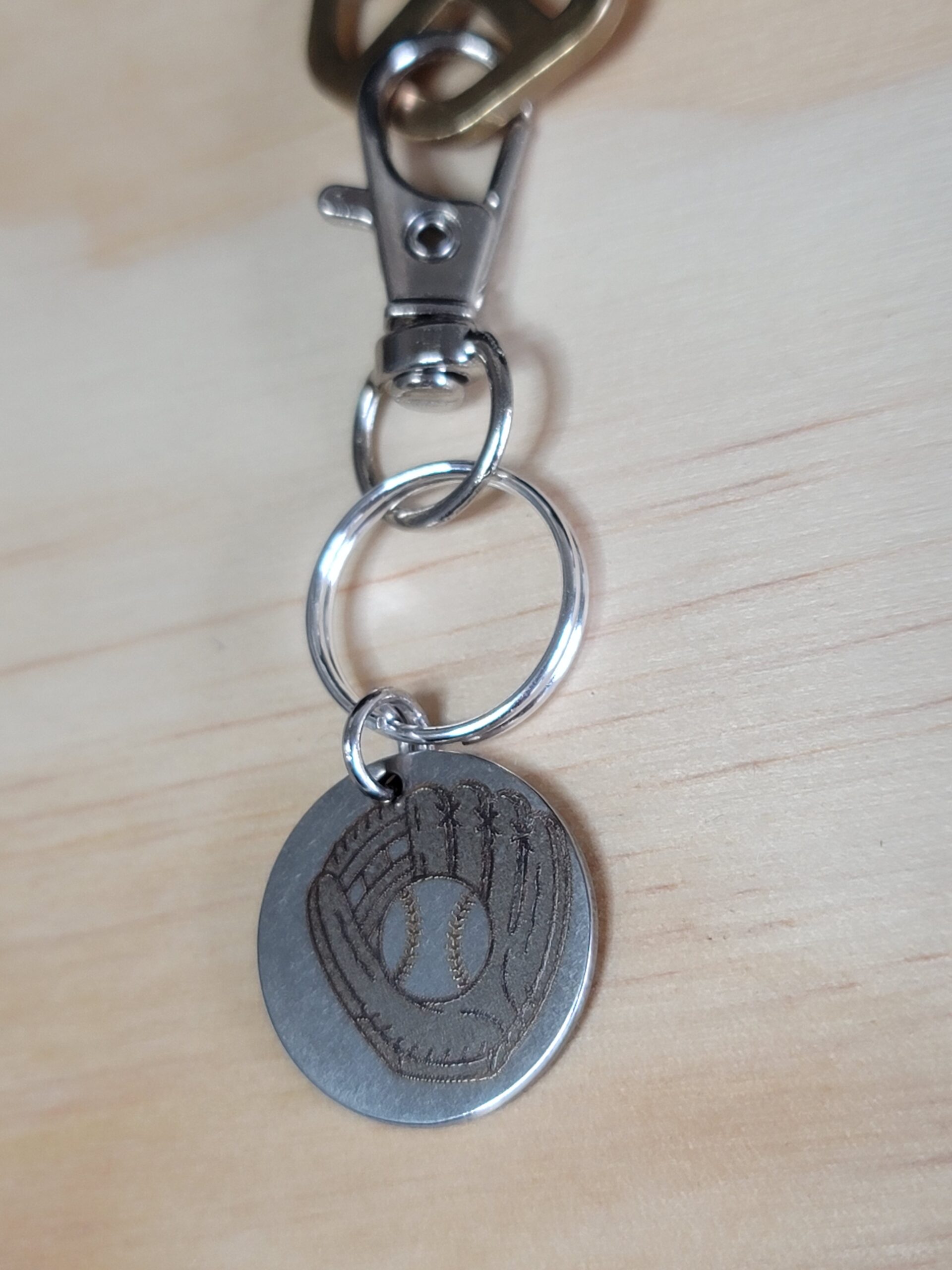 Laser Engraved Baseball Keychain Fob – Steel Sports Zipper Pull - Image 4