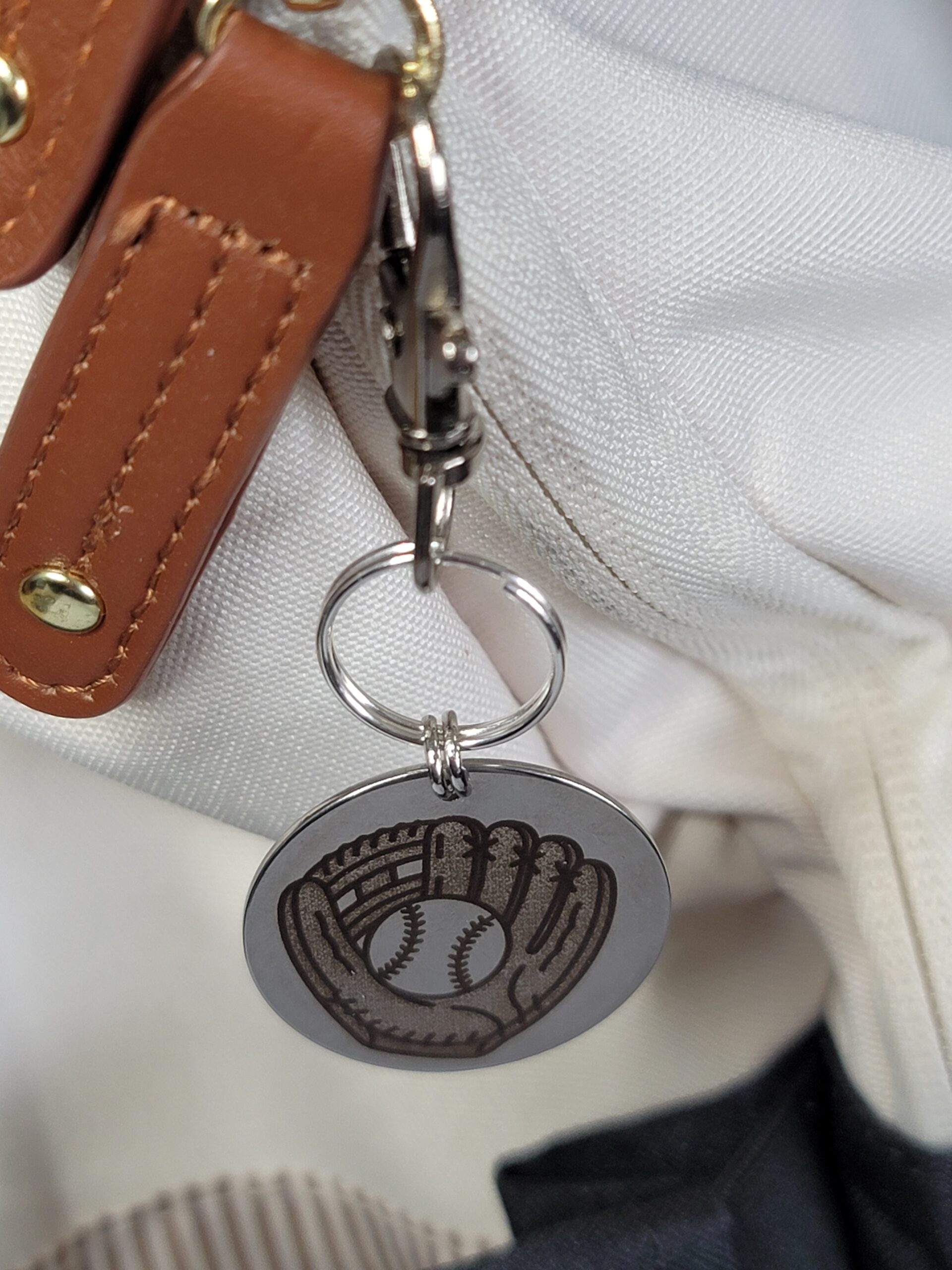 Laser Engraved Baseball Keychain Fob – Steel Sports Zipper Pull