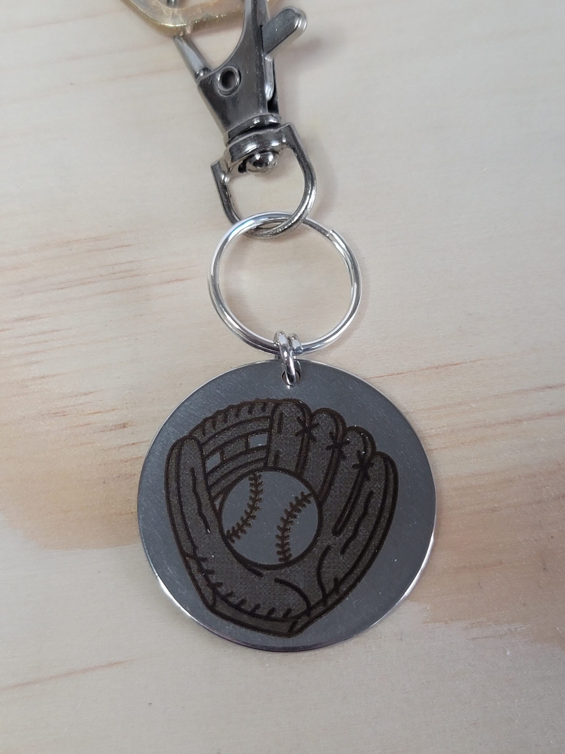 Laser Engraved Baseball Keychain Fob – Steel Sports Zipper Pull - Image 2