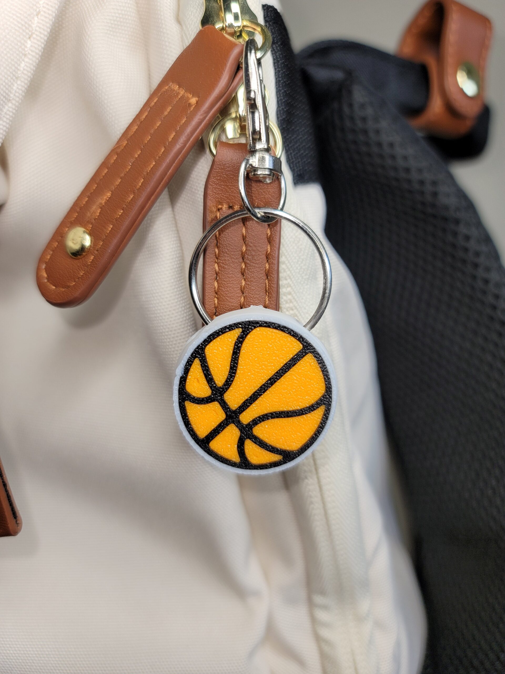 3D Printed Basketball Keychain Fob – Multicolor Zipper Pull Accessory