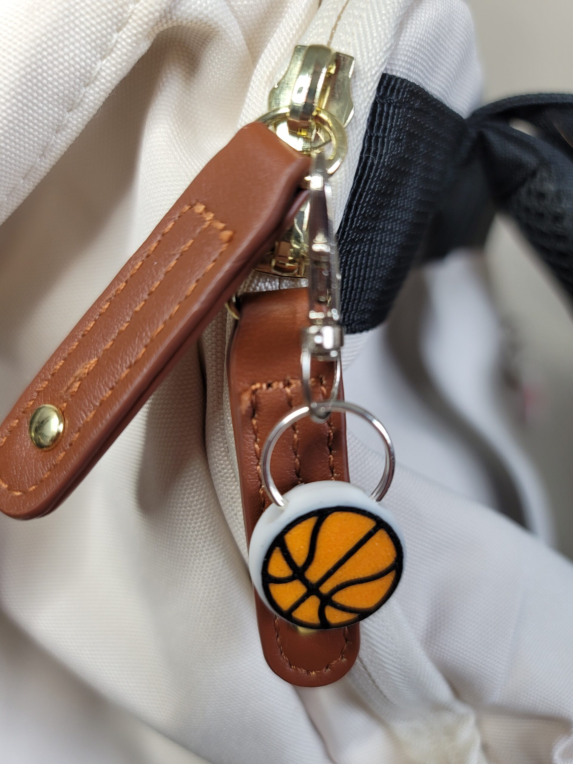 3D Printed Basketball Keychain Fob – Multicolor Zipper Pull Accessory - Image 3