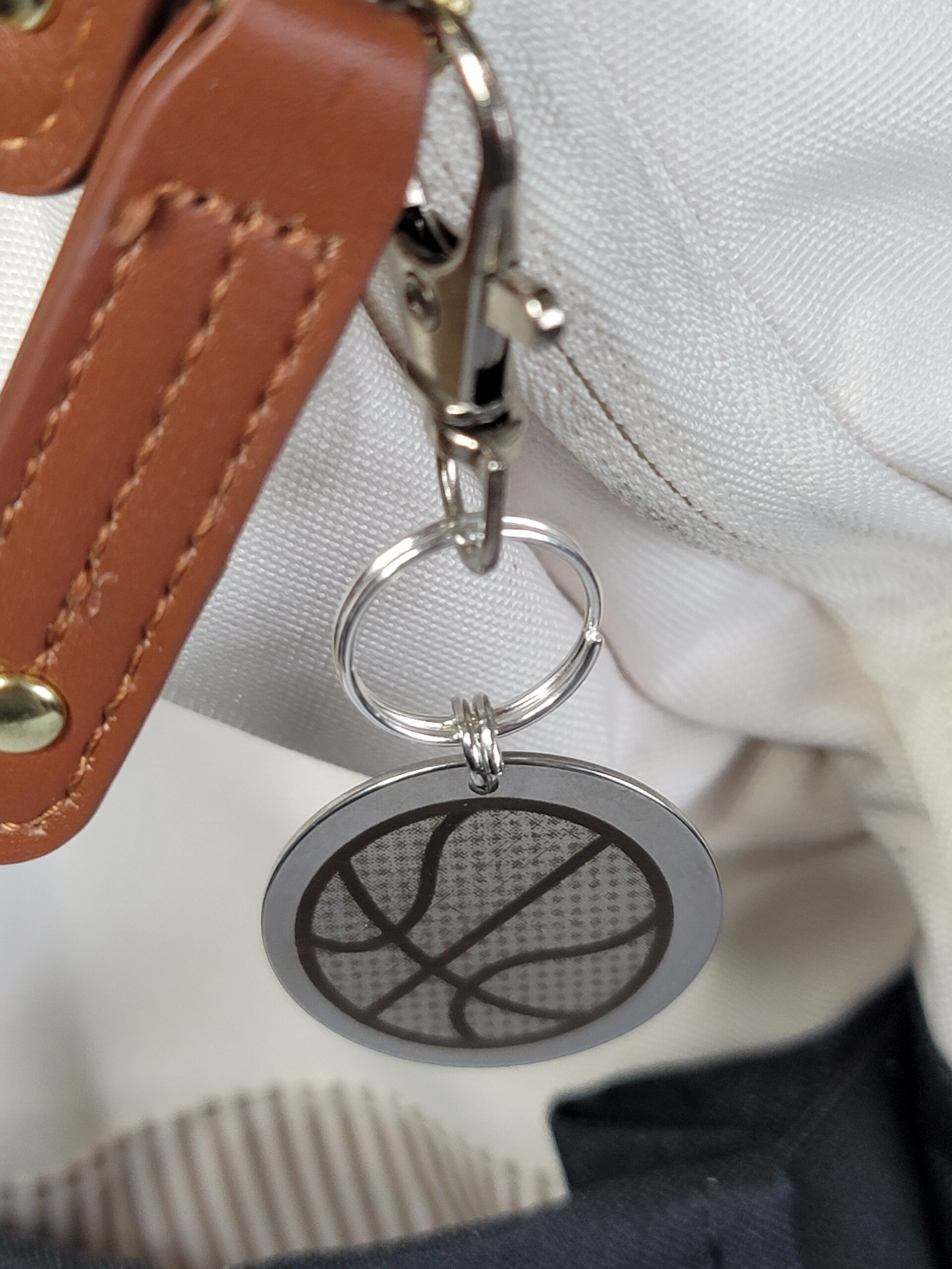 Laser Engraved Basketball Keychain Fob – Steel Sports Zipper Pull