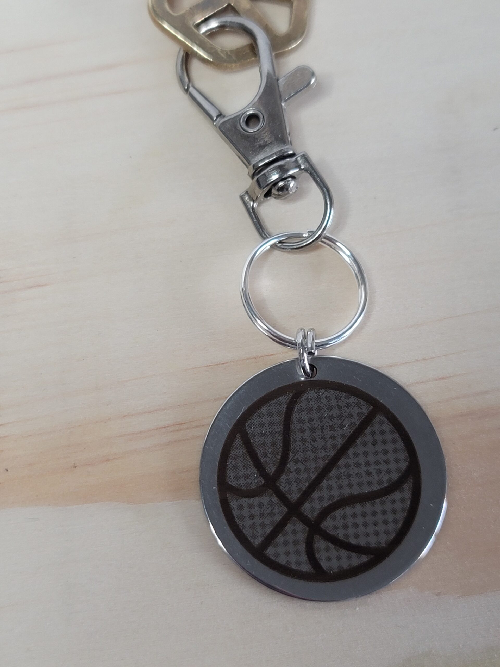 Laser Engraved Basketball Keychain Fob – Steel Sports Zipper Pull - Image 2