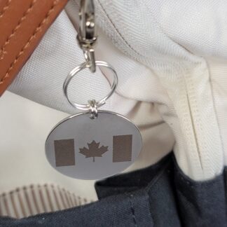 Laser Engraved Canada Flag Keychain Fob – Steel Canadian Pride Zipper Pull