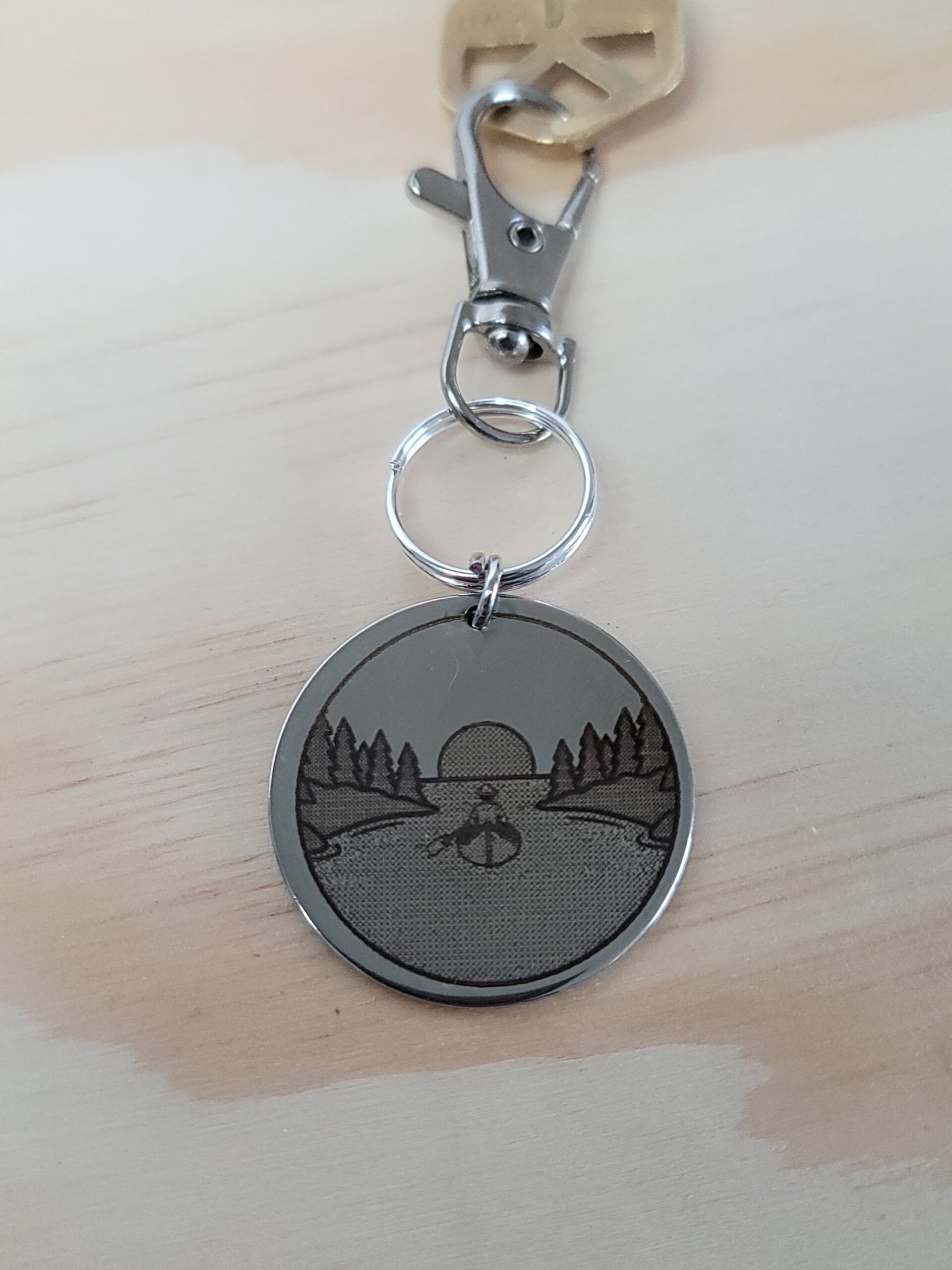 Laser Engraved Canoe Keychain Fob – Steel Paddling Zipper Pull - Image 2