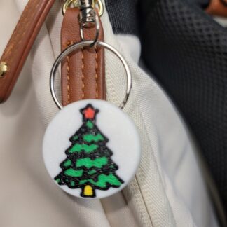3D Printed Christmas Tree Keychain Fob – Multicolor Holiday Zipper Pull
