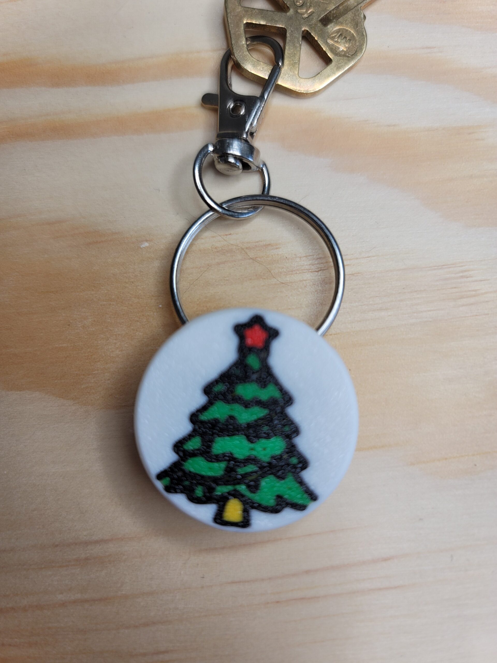 3D Printed Christmas Tree Keychain Fob – Multicolor Holiday Zipper Pull - Image 2