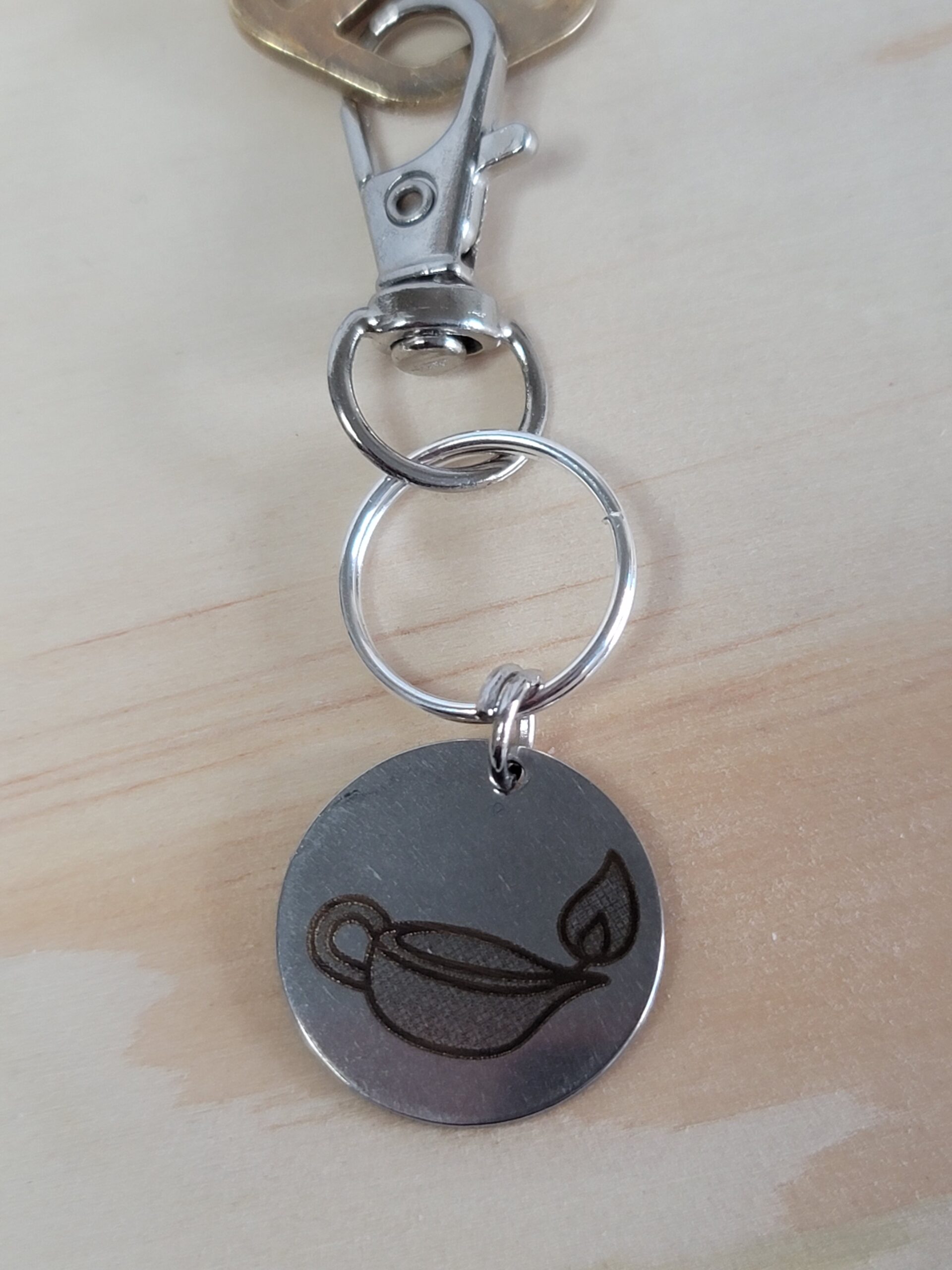 Laser Engraved Diwali Keychain Fob – Steel Festival of Lights Zipper Pull - Image 4