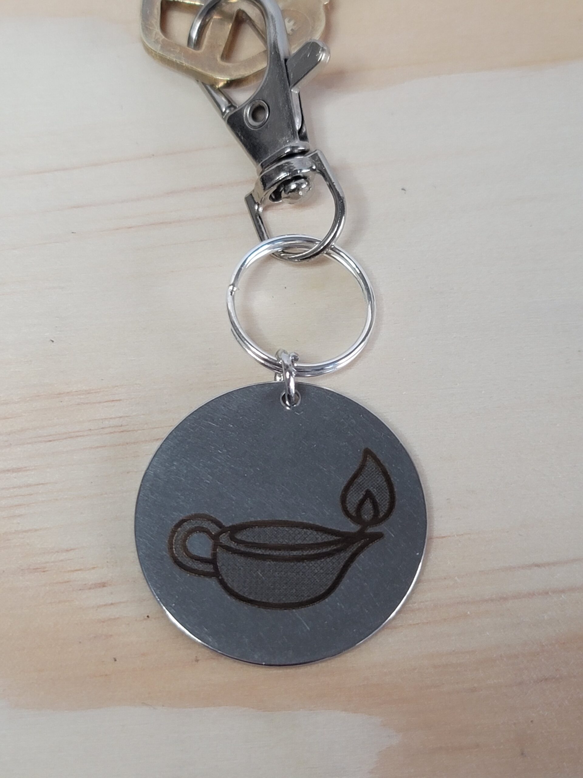 Laser Engraved Diwali Keychain Fob – Steel Festival of Lights Zipper Pull - Image 2