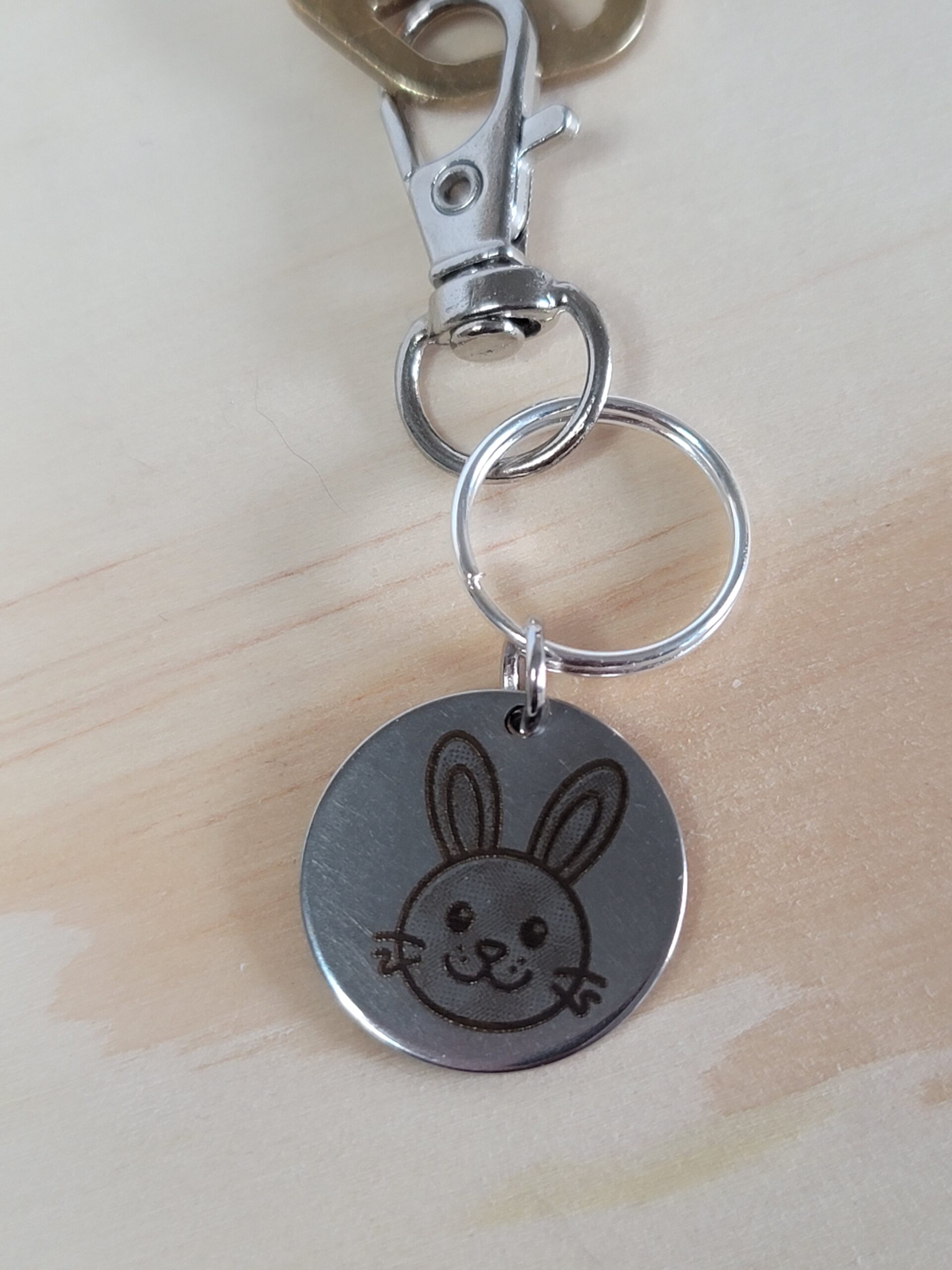 Laser Engraved Easter Bunny Keychain Fob – Steel Spring Zipper Pull - Image 4