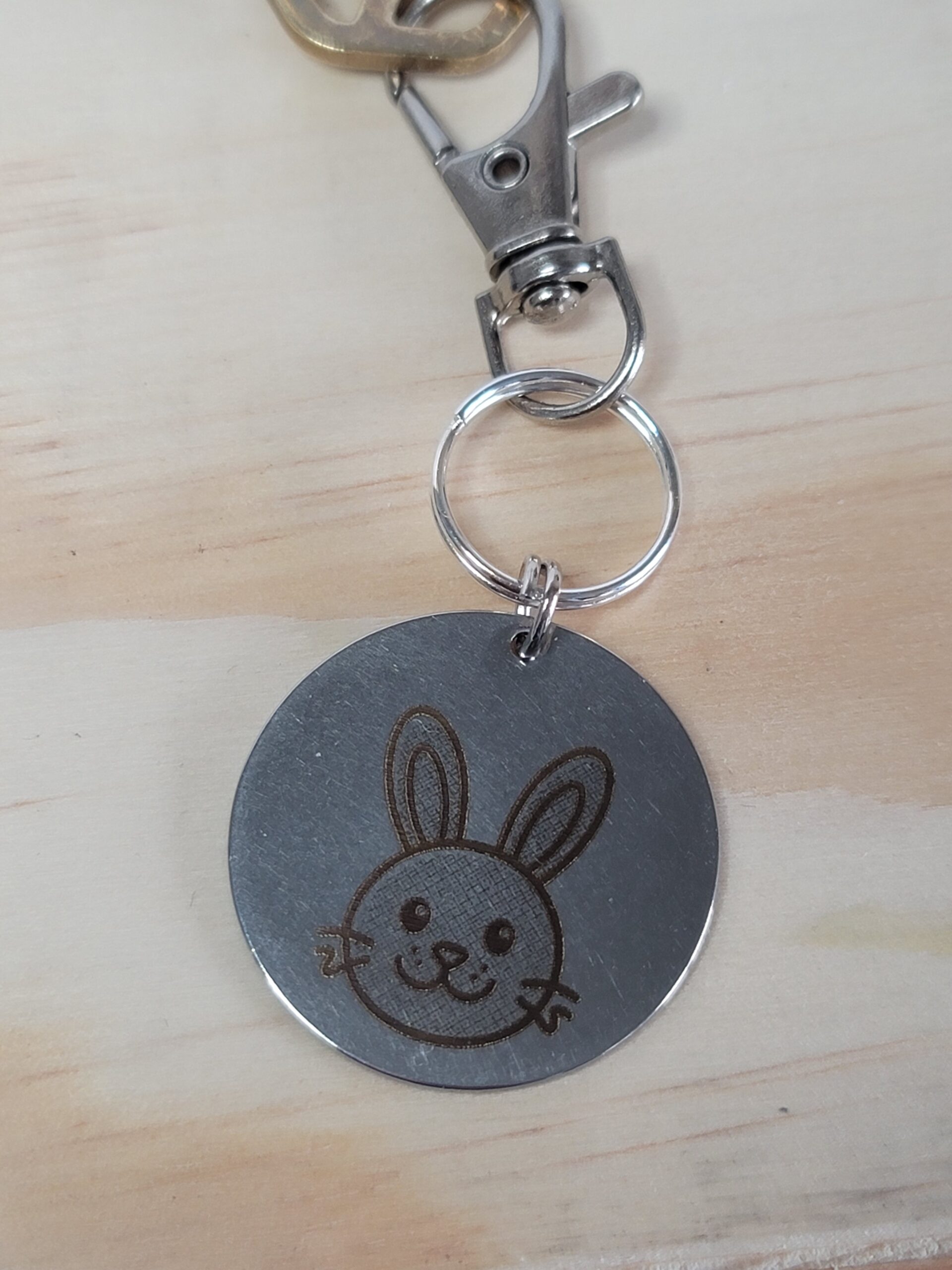 Laser Engraved Easter Bunny Keychain Fob – Steel Spring Zipper Pull - Image 2