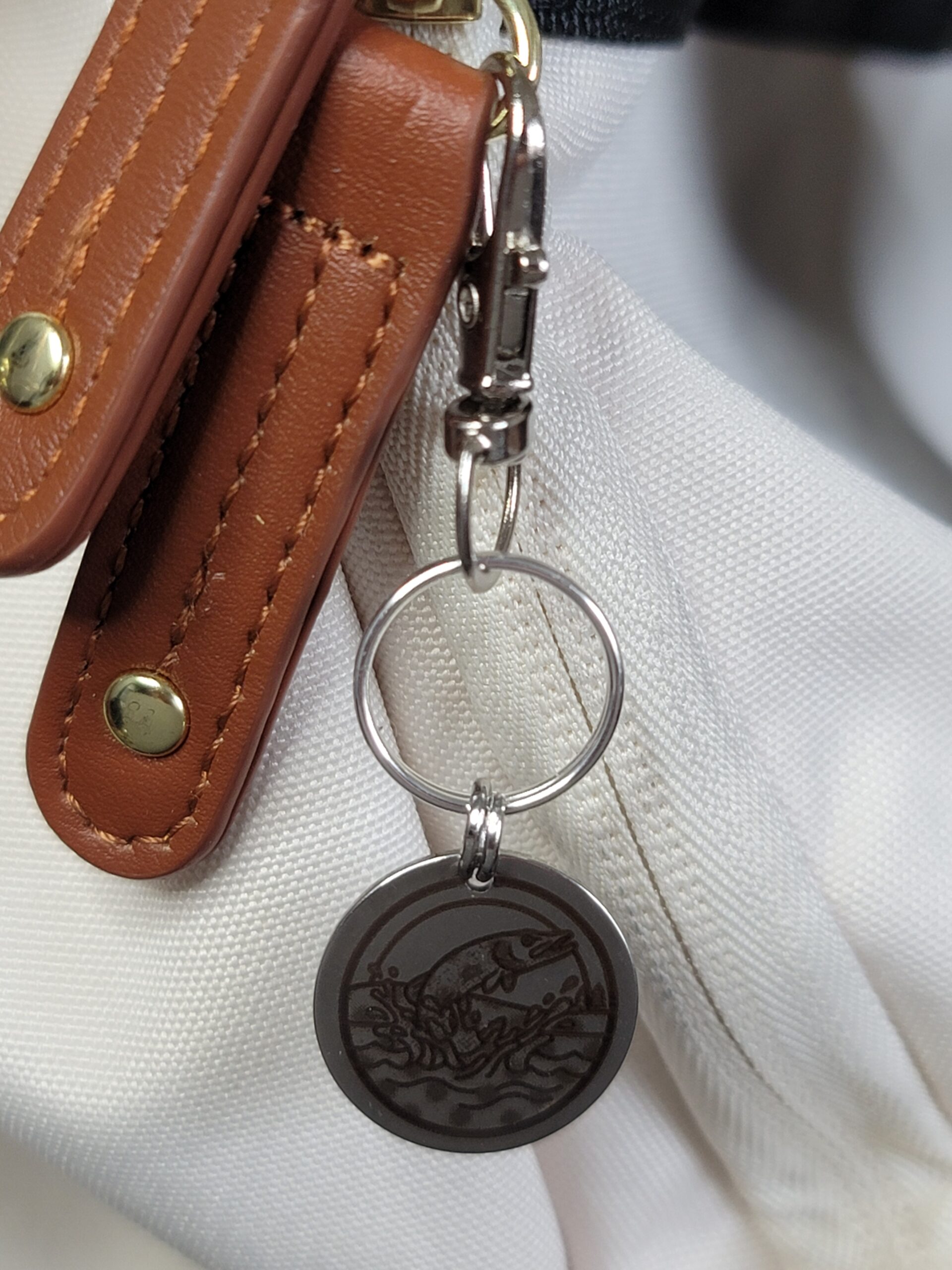 Laser Engraved Fish Keychain Fob – Steel Fishing Zipper Pull - Image 3