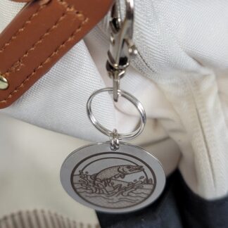 Laser Engraved Fish Keychain Fob – Steel Fishing Zipper Pull