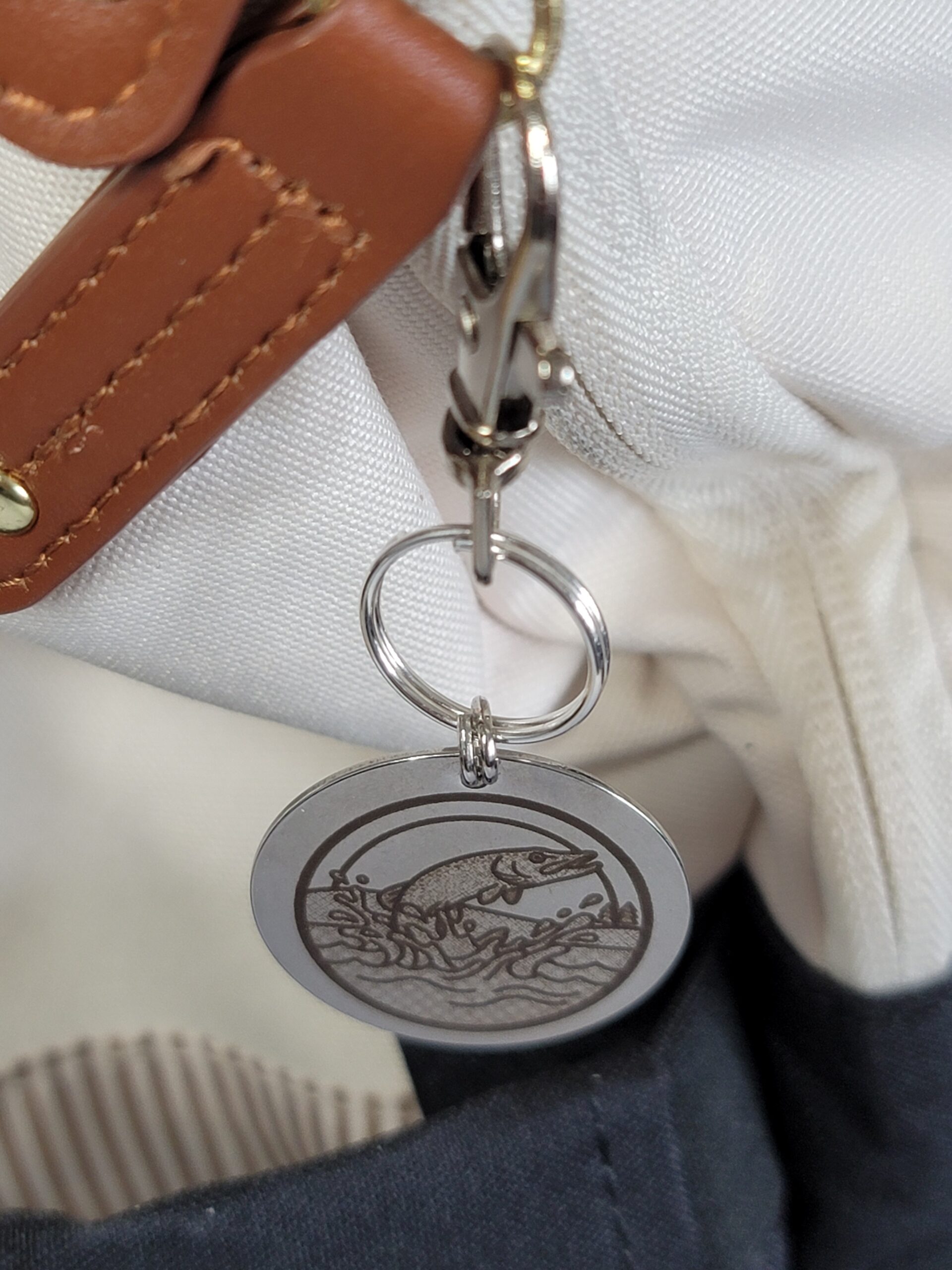 Laser Engraved Fish Keychain Fob – Steel Fishing Zipper Pull