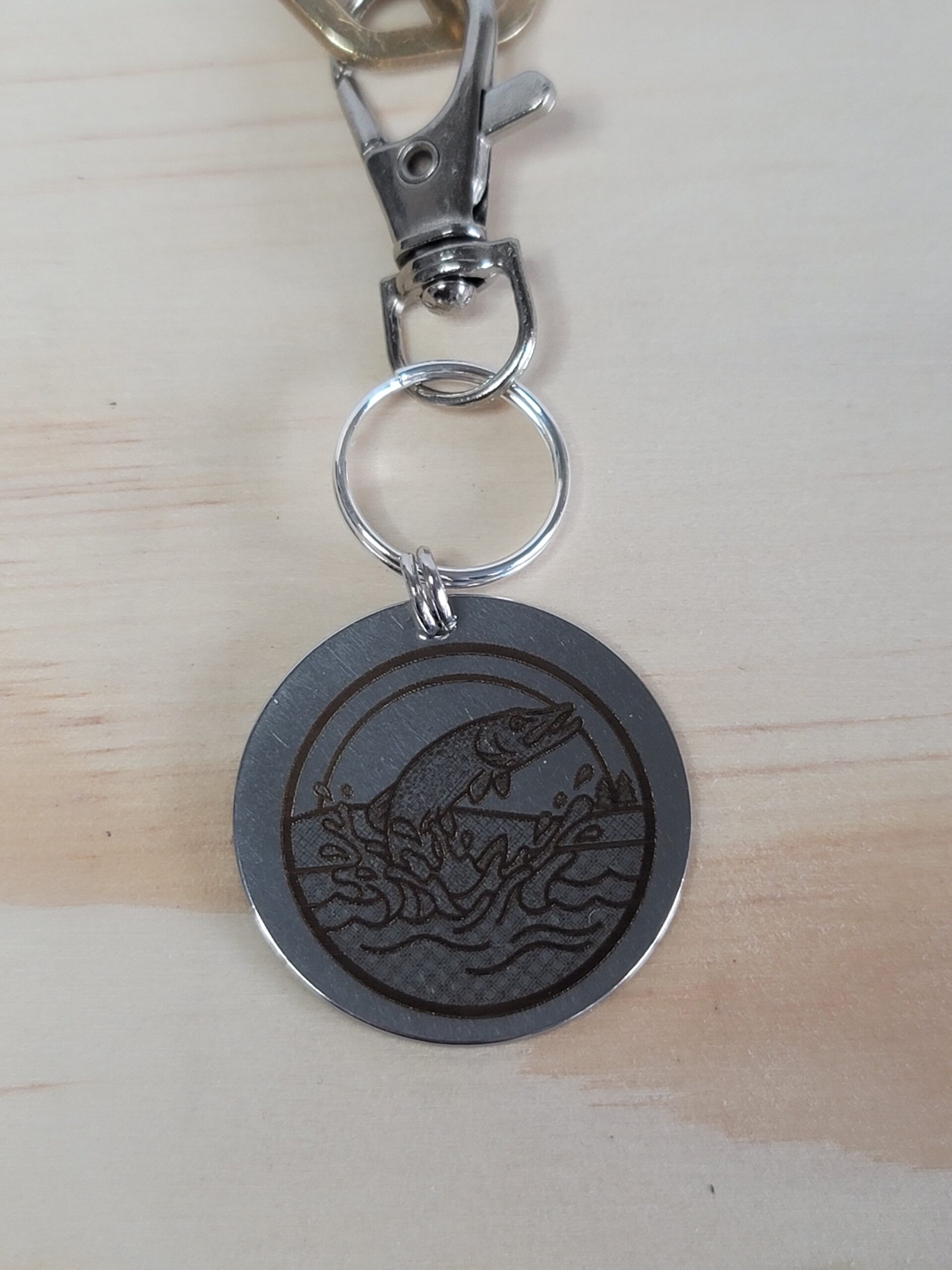 Laser Engraved Fish Keychain Fob – Steel Fishing Zipper Pull - Image 2