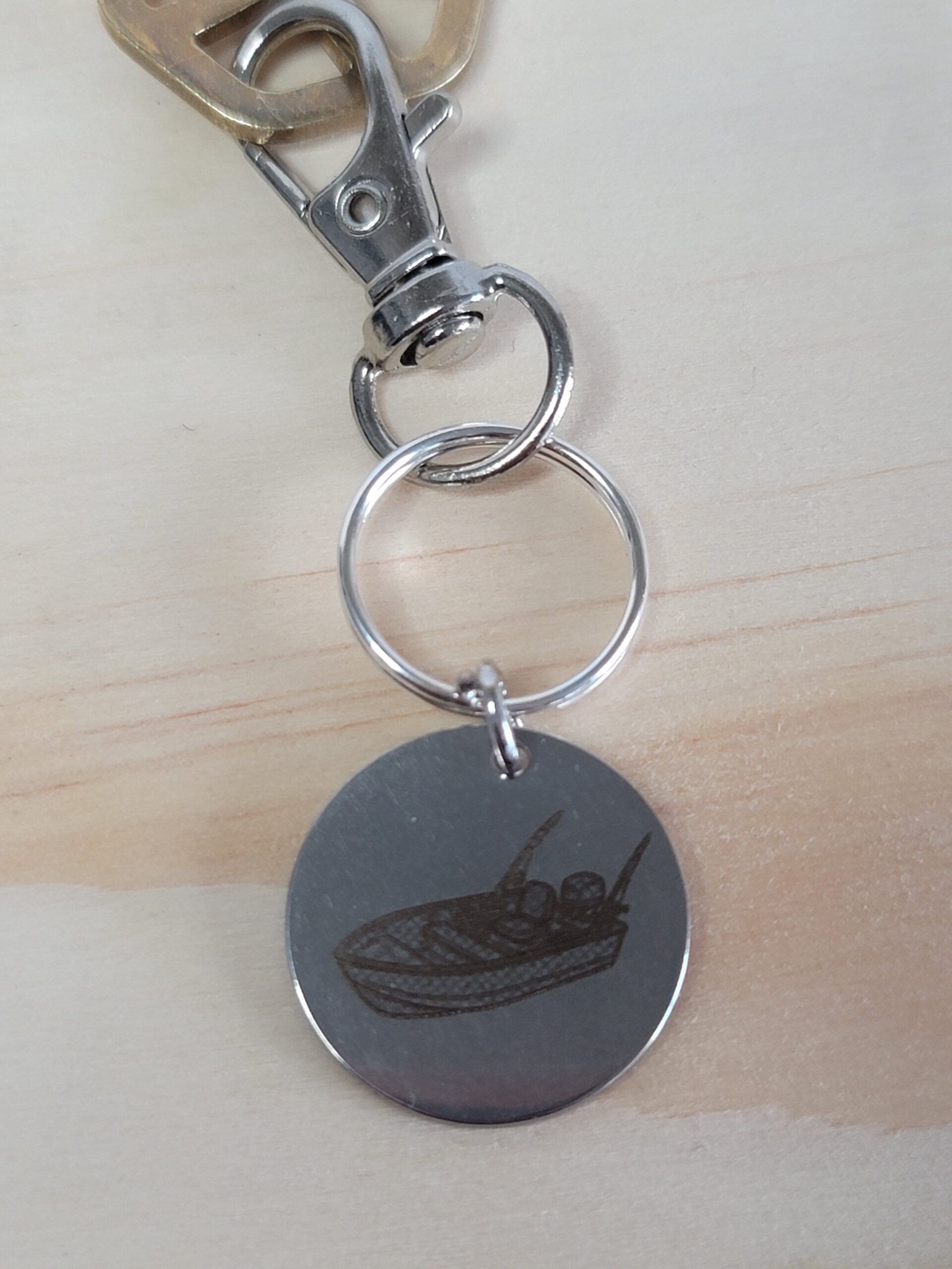 Laser Engraved Fishing Boat Keychain Fob – Steel Outdoors Zipper Pull - Image 4