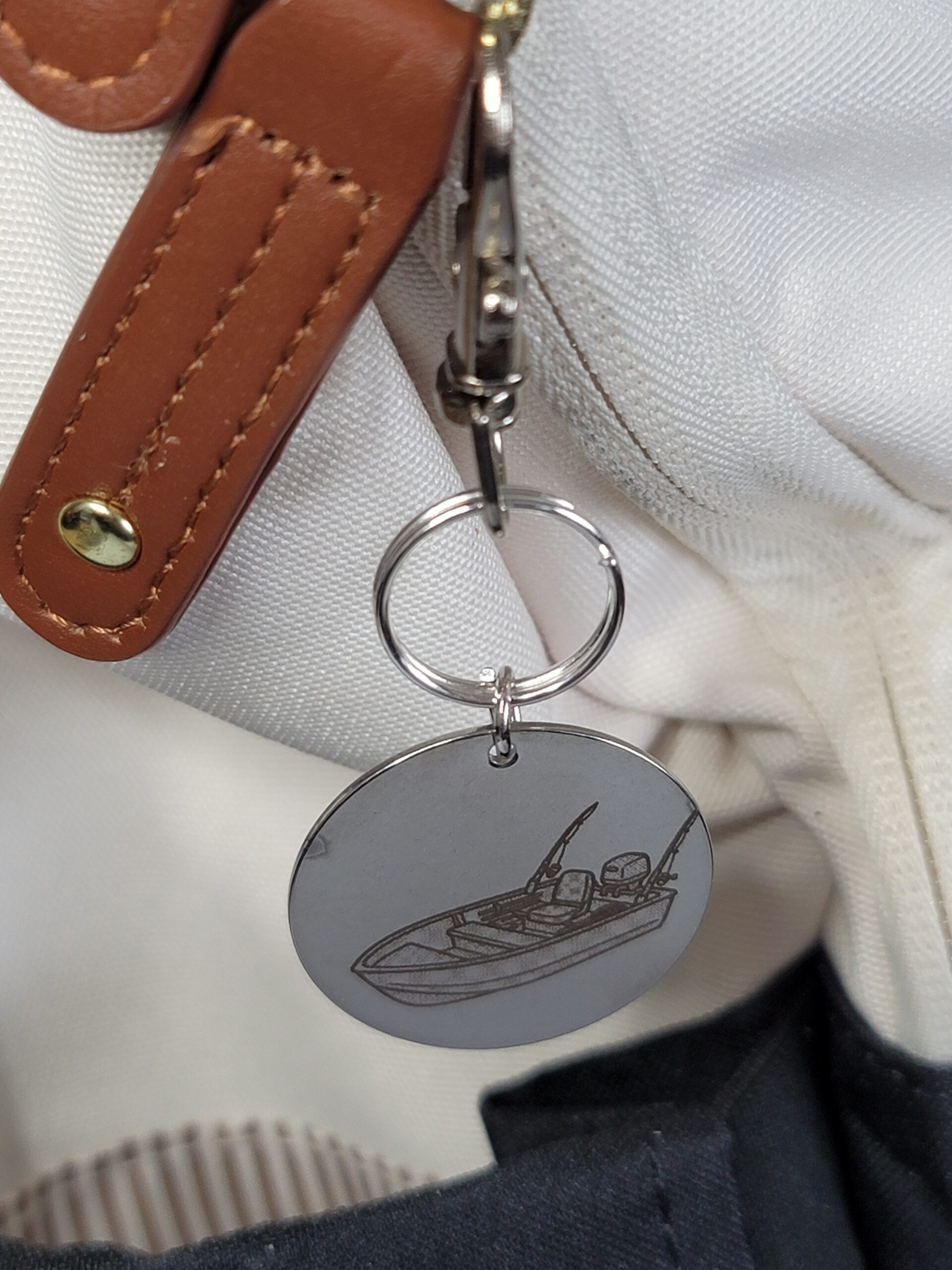 Laser Engraved Fishing Boat Keychain Fob – Steel Outdoors Zipper Pull