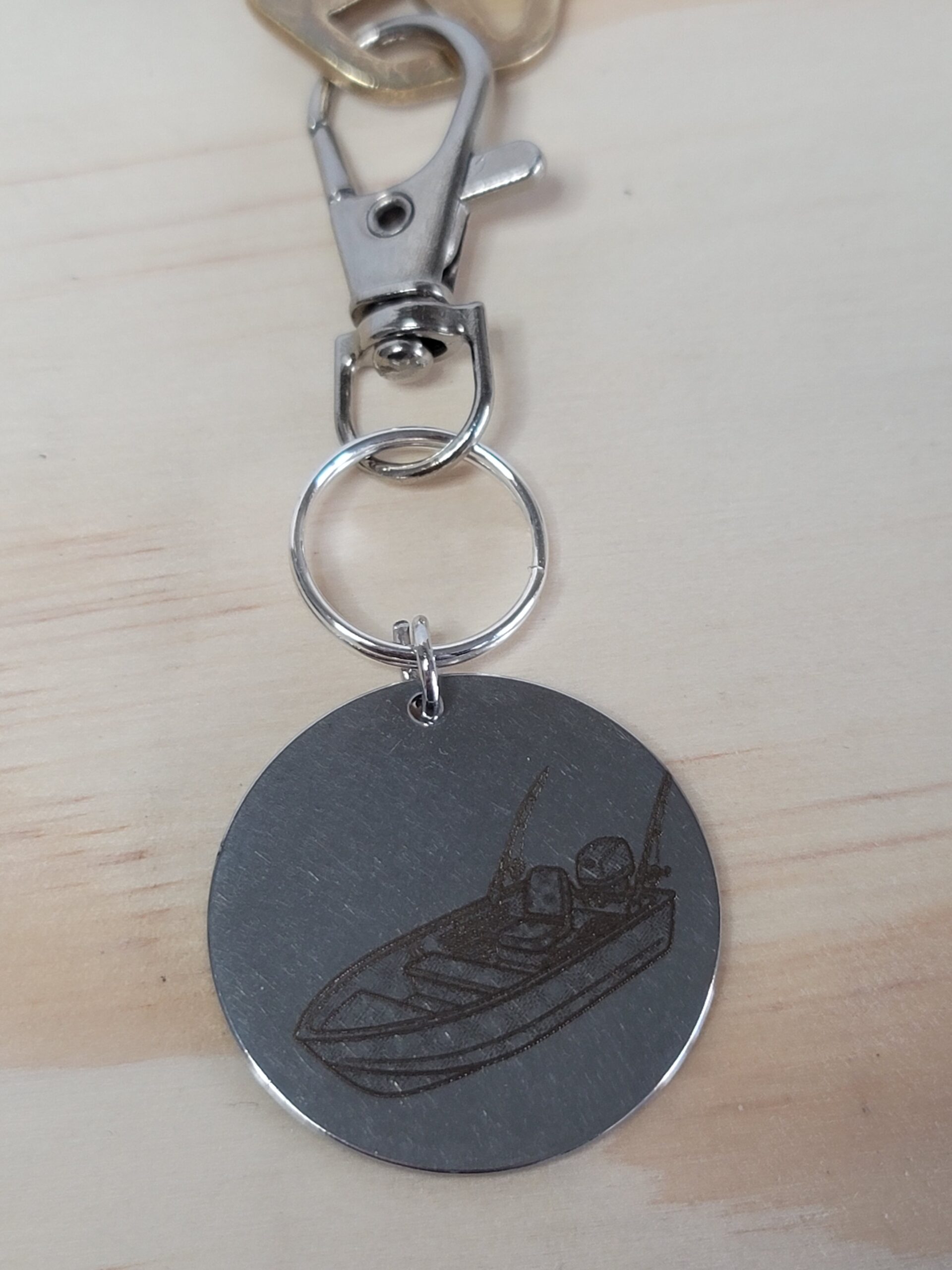 Laser Engraved Fishing Boat Keychain Fob – Steel Outdoors Zipper Pull - Image 2