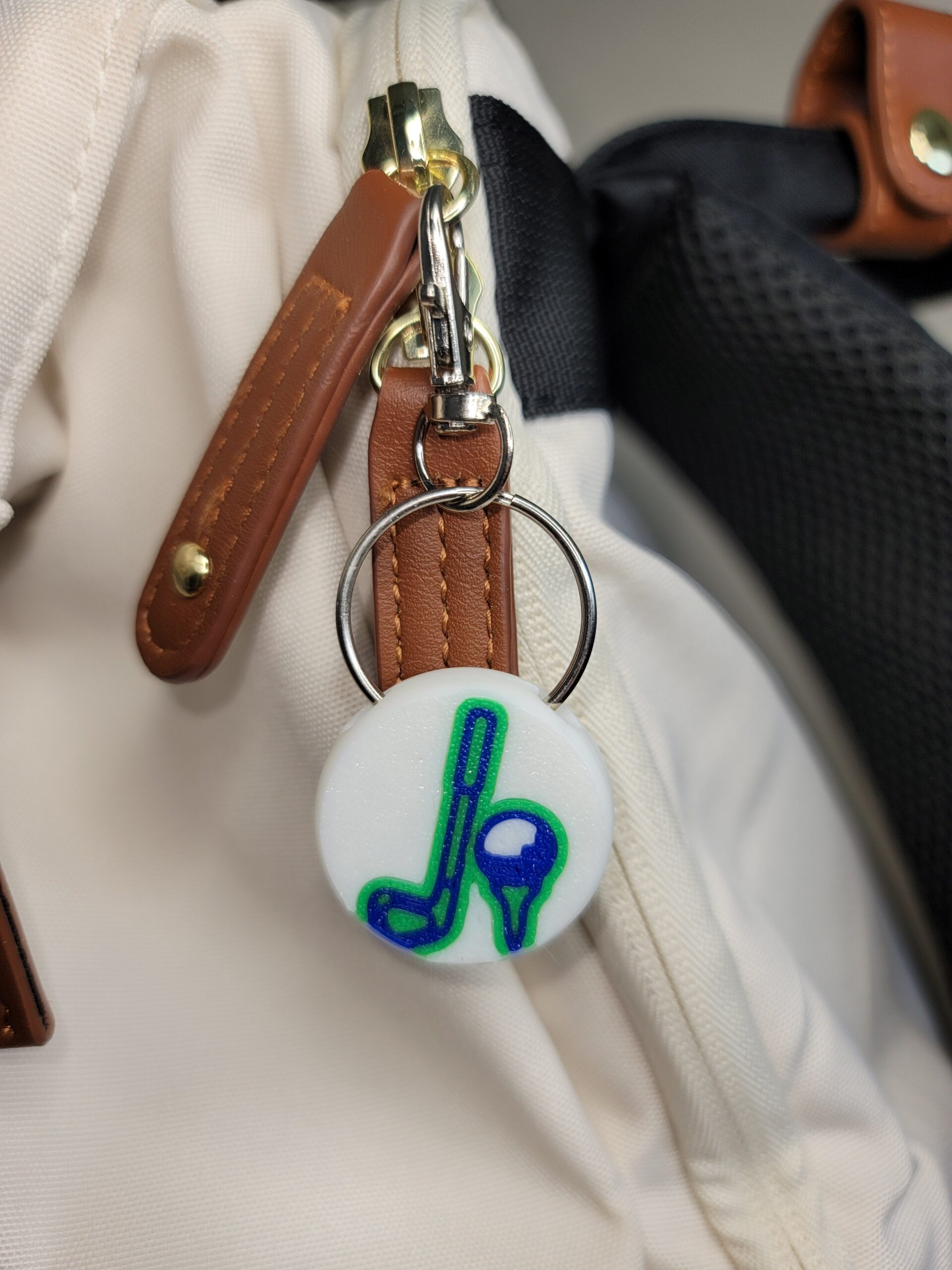 3D Printed Golf Keychain Fob: Multicolor Disc Zipper Pull (30mm)