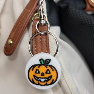 3D Printed Halloween Pumpkin Keychain Fob – Multicolor Spooky Zipper Pull