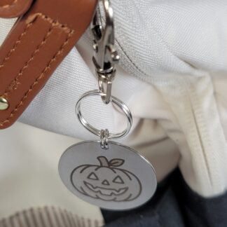 Laser Engraved Halloween Pumpkin Keychain Fob – Steel Spooky Zipper Pull