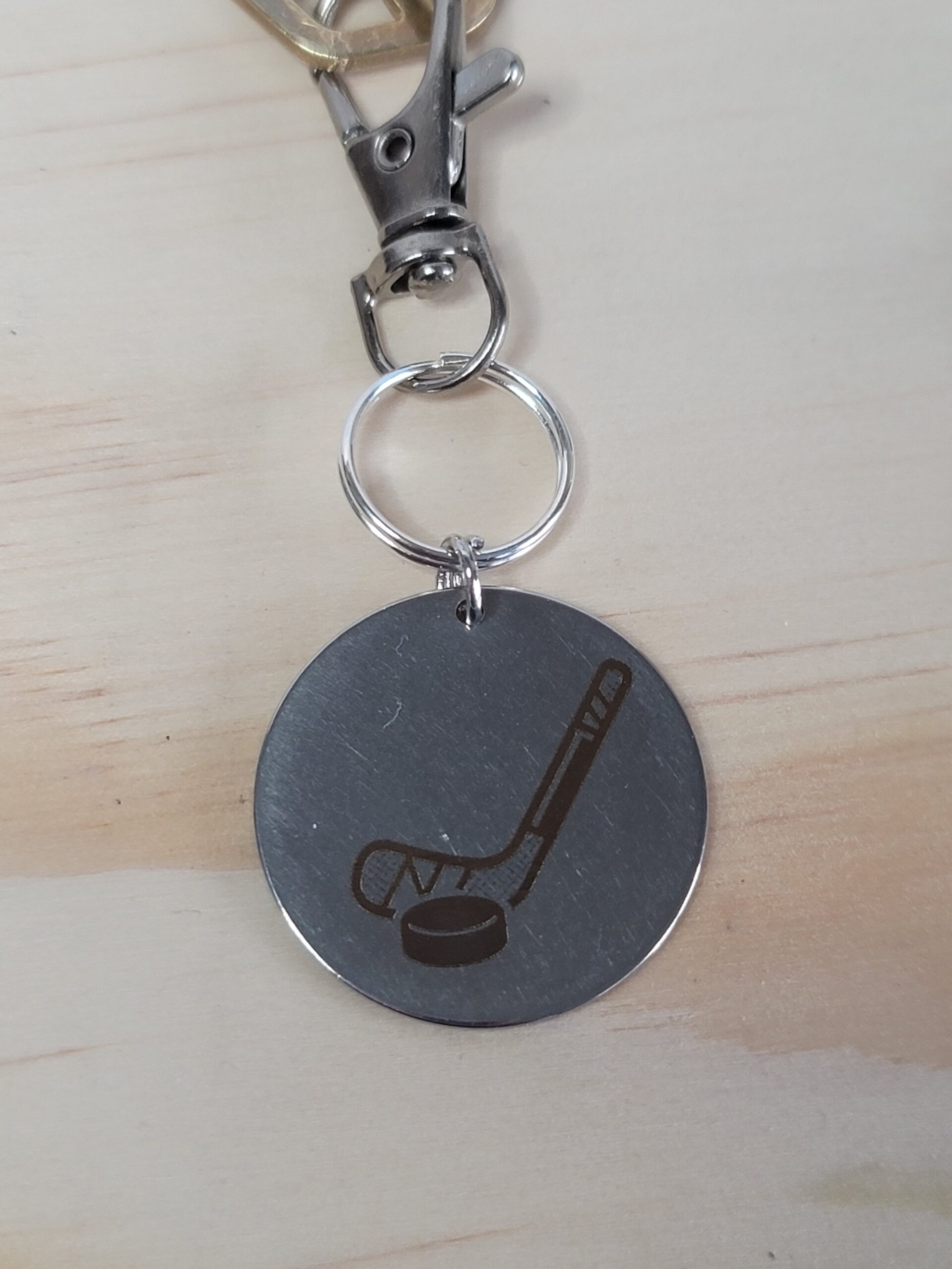 Laser Engraved Hockey Keychain Fob – Steel Sports Zipper Pull - Image 2