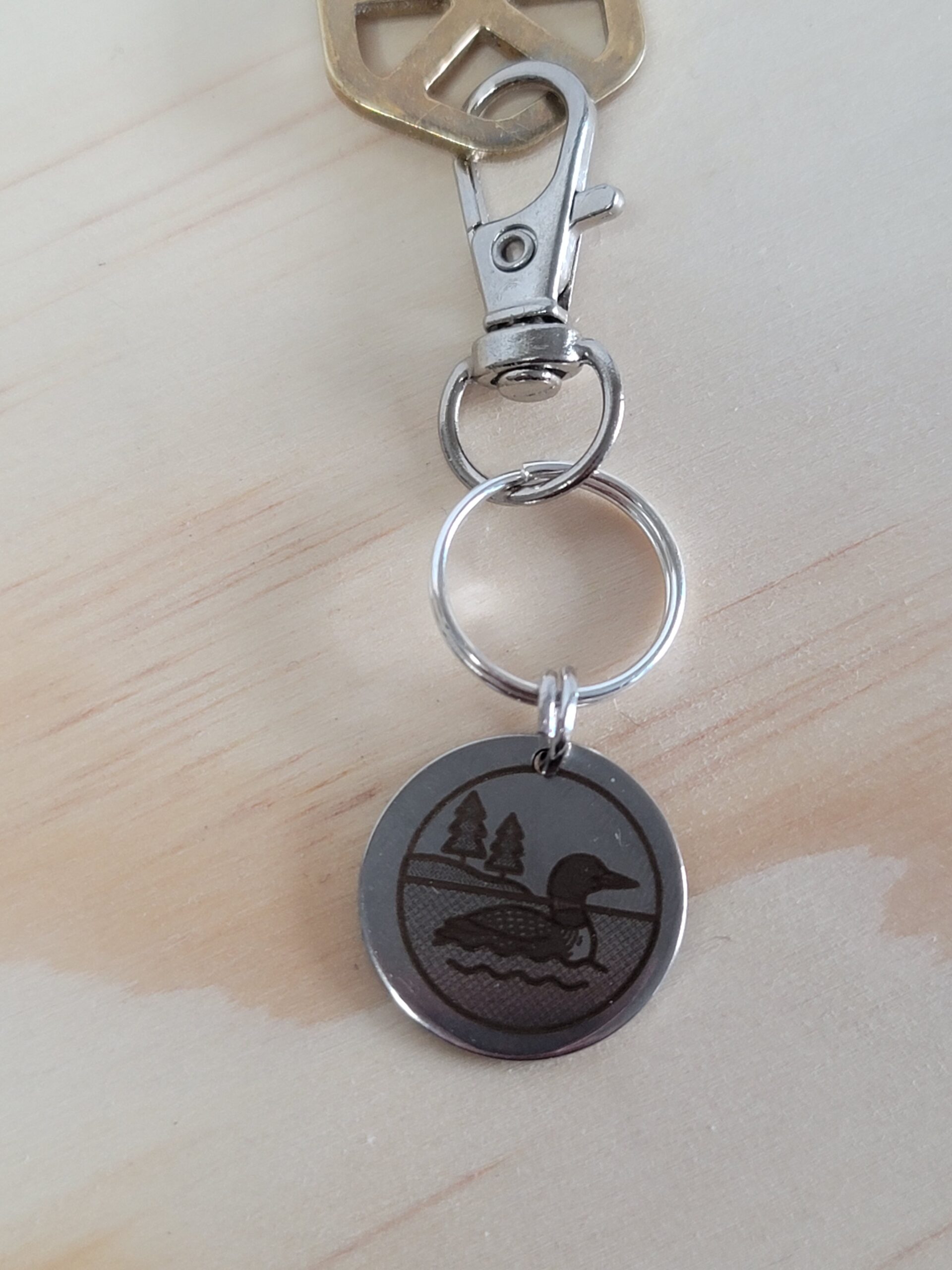 Laser Engraved Loon Keychain Fob – Steel Canadian Wildlife Zipper Pull - Image 4