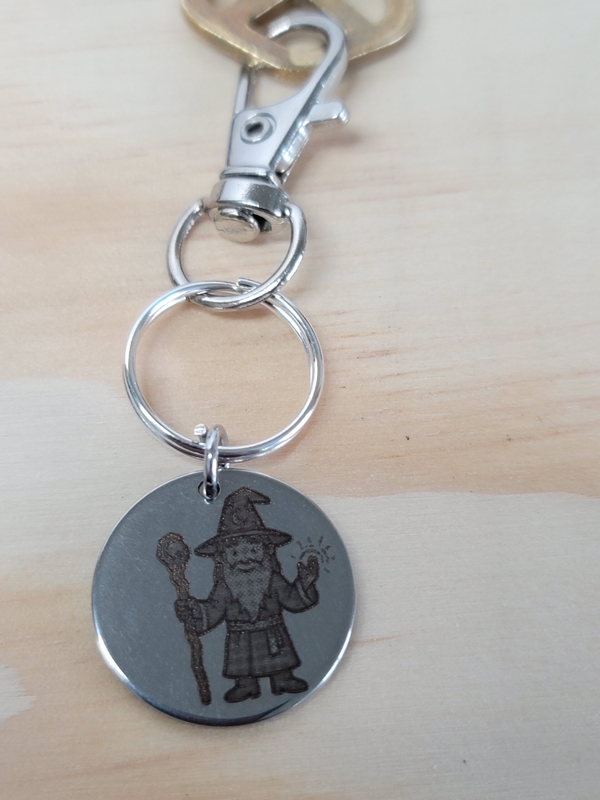 Laser Engraved Magic Keychain Fob – Steel Wizard Zipper Pull - Image 3