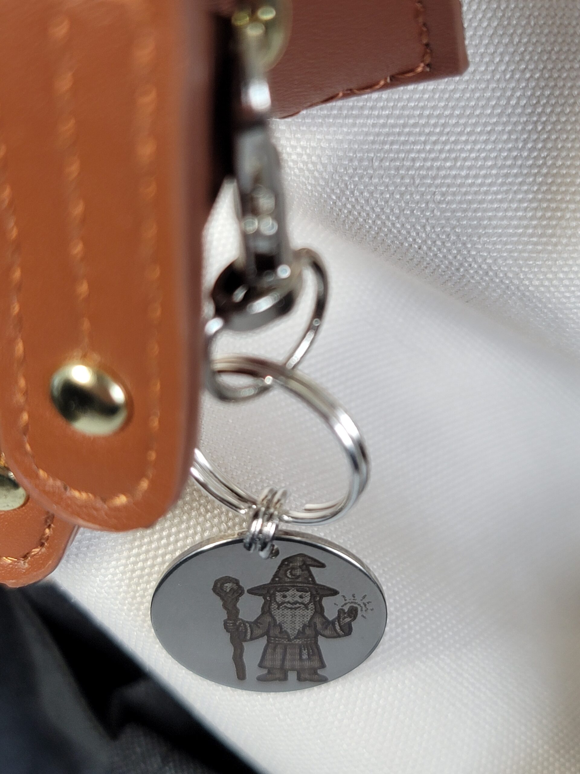 Laser Engraved Magic Keychain Fob – Steel Wizard Zipper Pull - Image 4