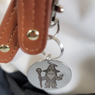 Laser Engraved Magic Keychain Fob – Steel Wizard Zipper Pull