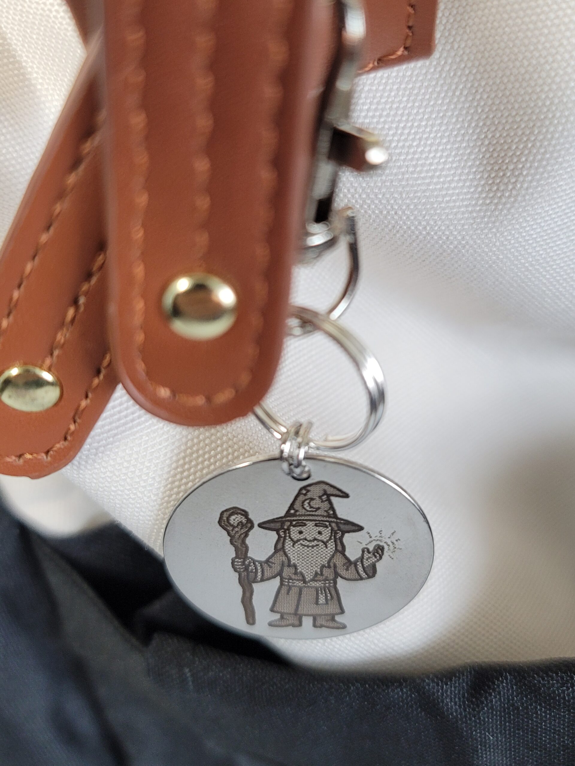 Laser Engraved Magic Keychain Fob – Steel Wizard Zipper Pull