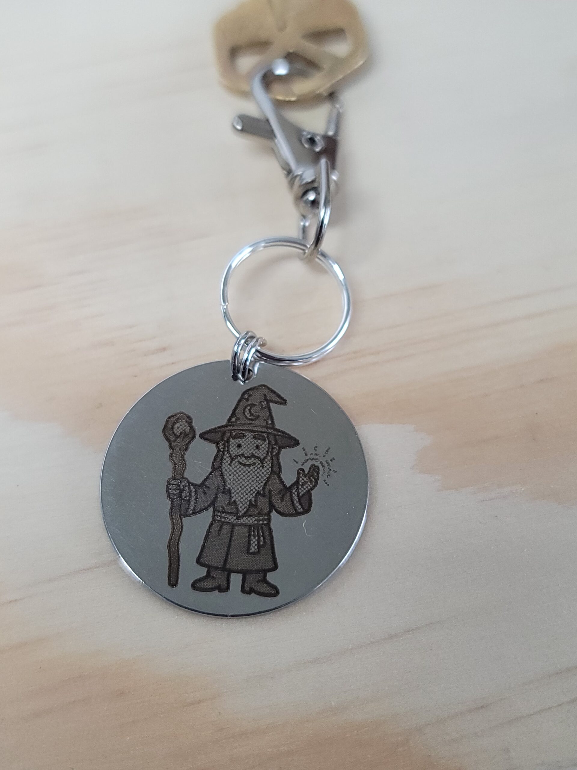 Laser Engraved Magic Keychain Fob – Steel Wizard Zipper Pull - Image 2
