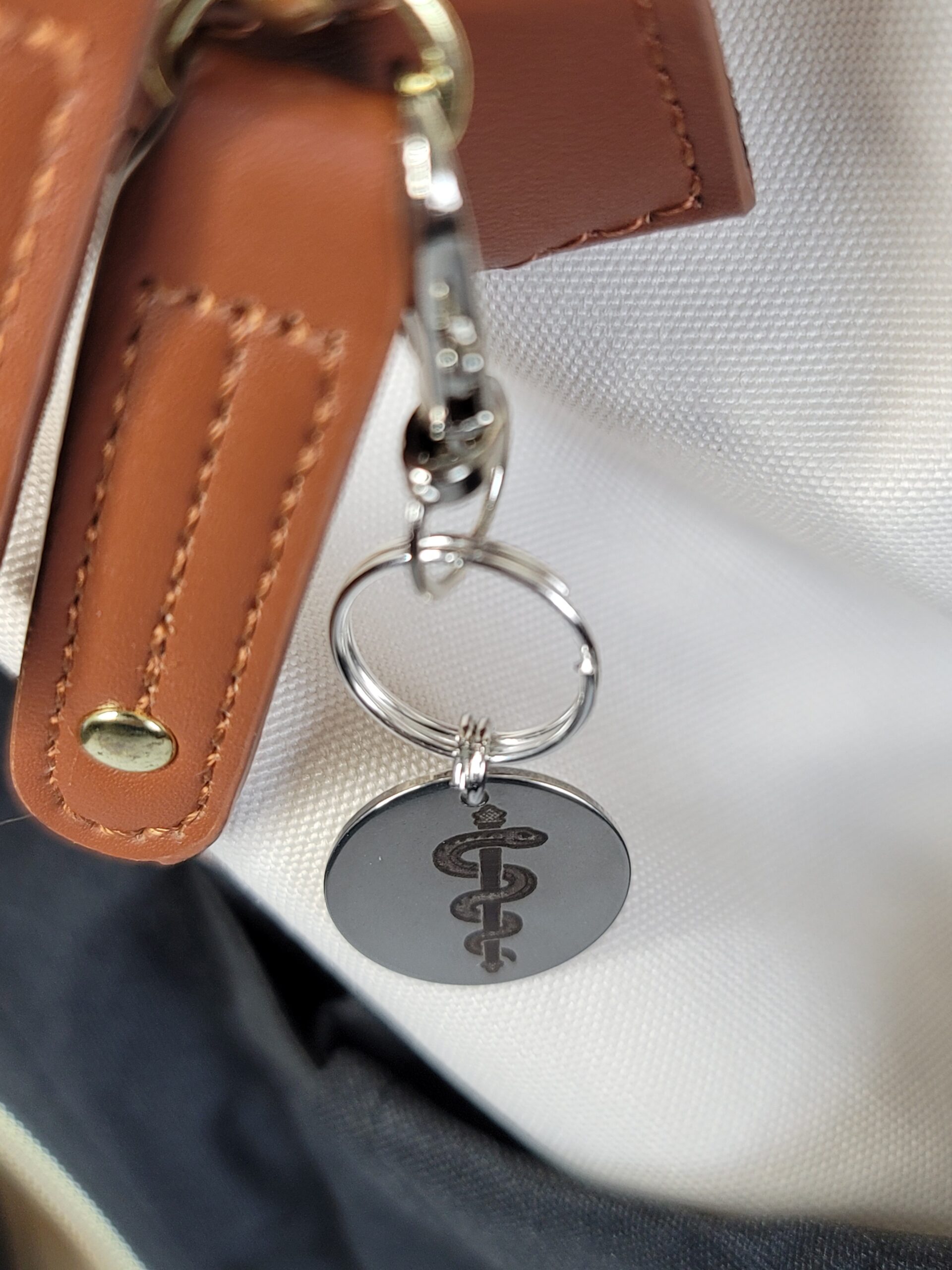 Laser Engraved Medical Keychain Fob – Steel Healthcare Zipper Pull - Image 3