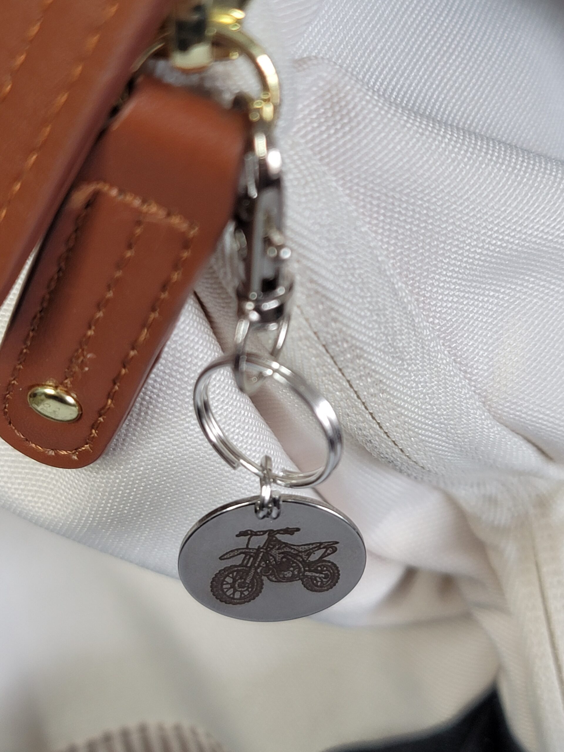 Laser Engraved Motorcycle Keychain Fob – Steel Biker Zipper Pull - Image 3