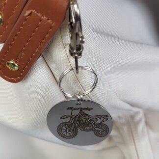 Laser Engraved Motorcycle Keychain Fob – Steel Biker Zipper Pull