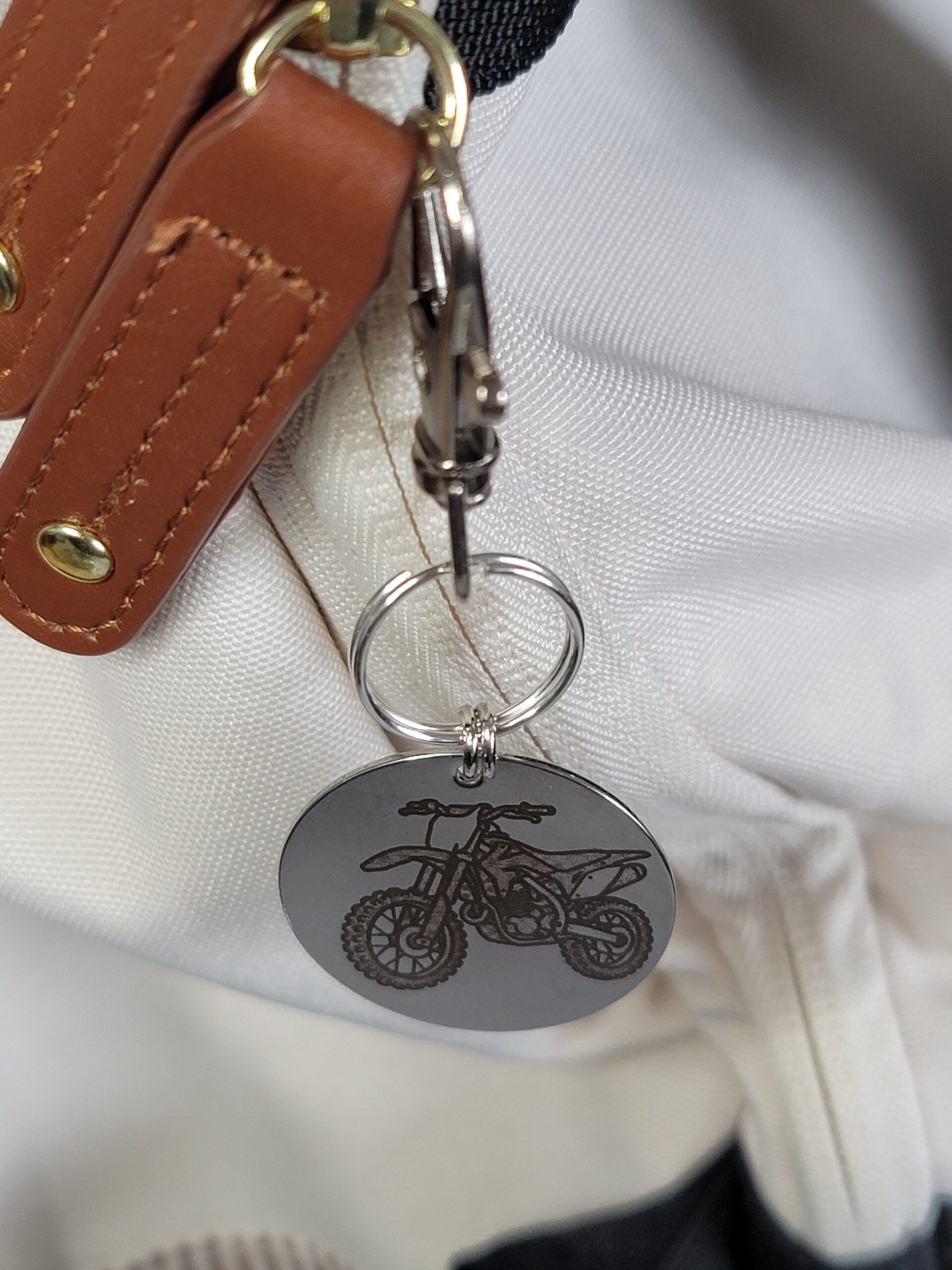 Laser Engraved Motorcycle Keychain Fob – Steel Biker Zipper Pull