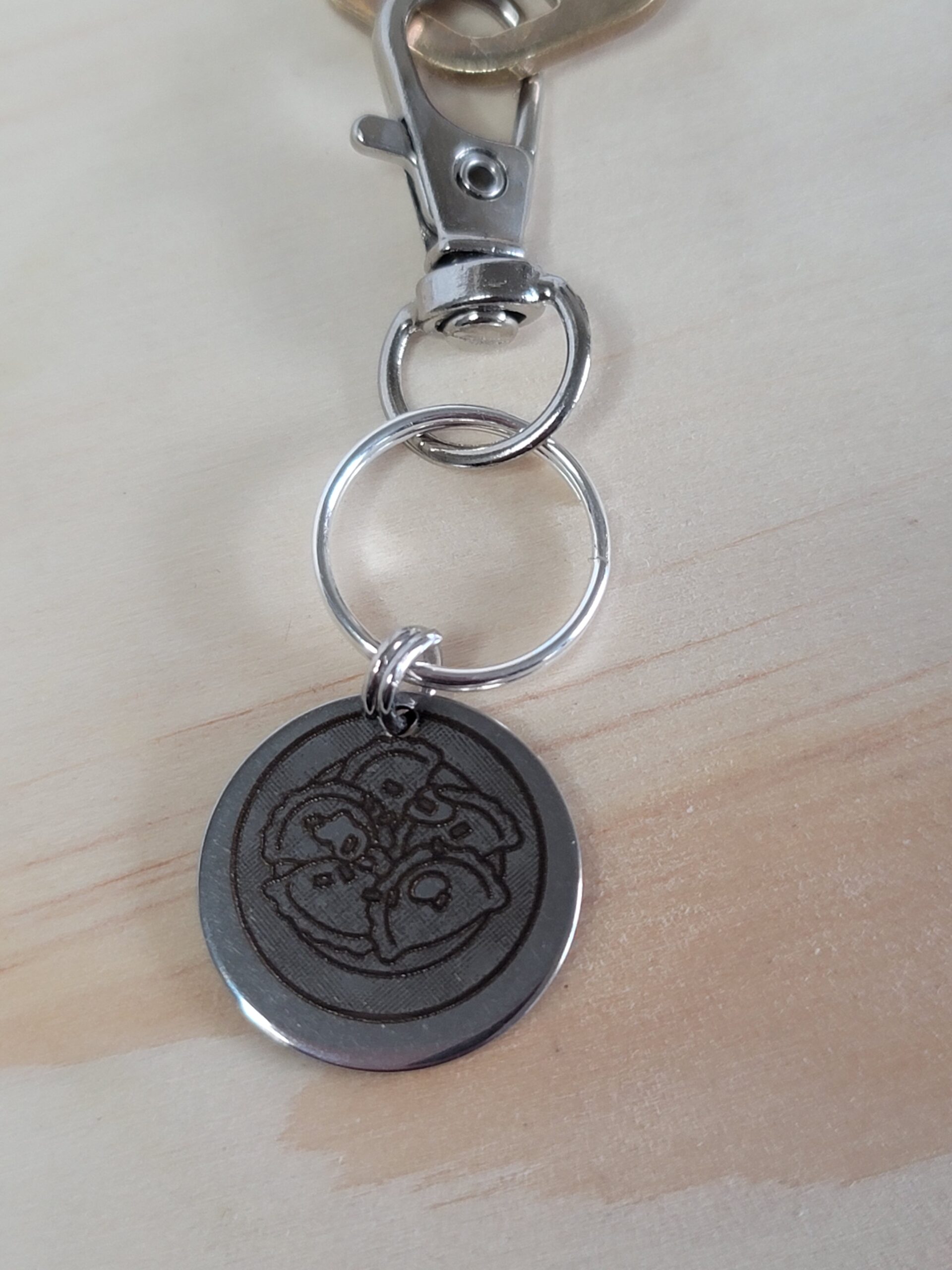 Laser Engraved Perogies Keychain Fob – Steel Foodie Zipper Pull - Image 4