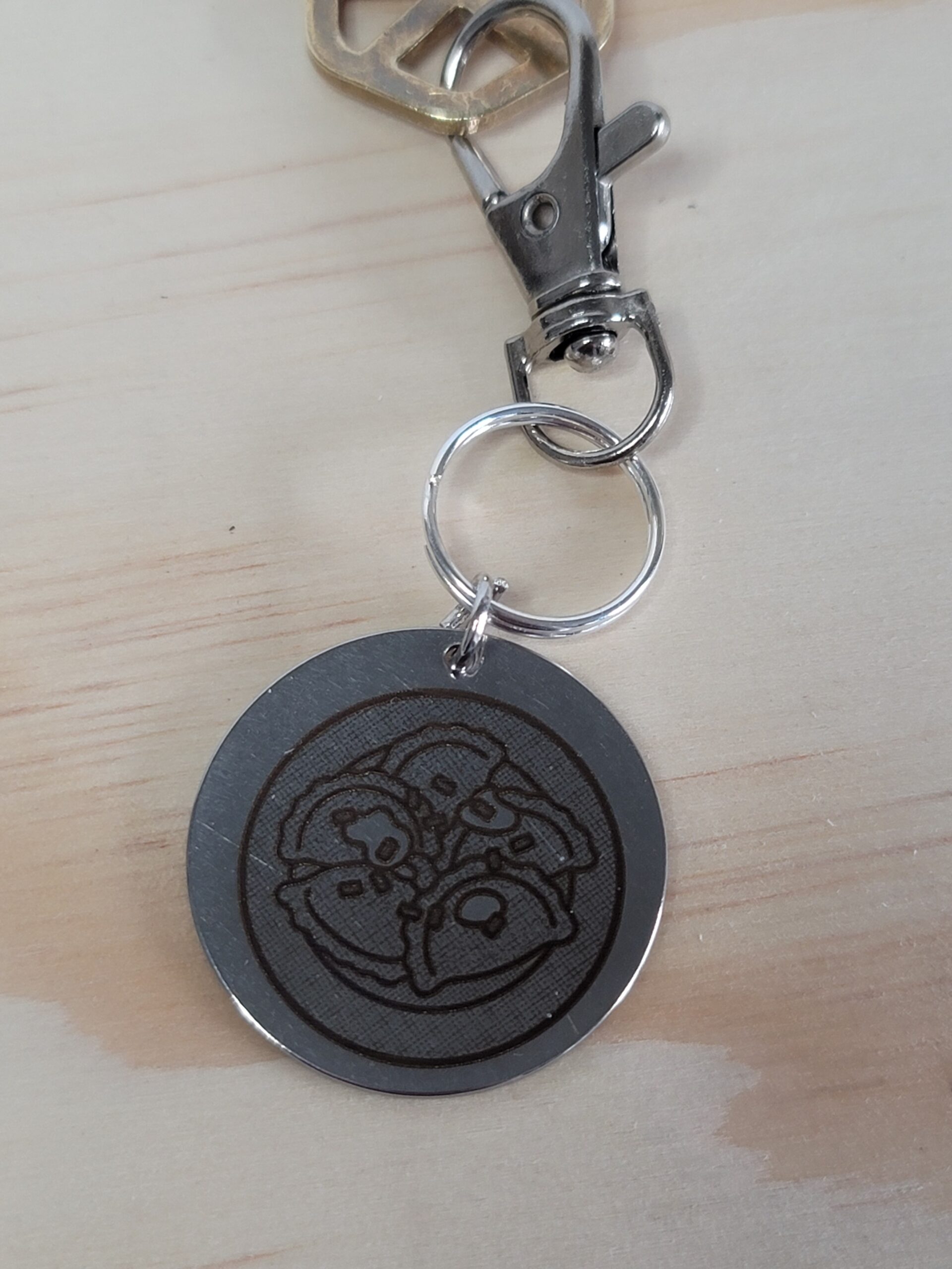 Laser Engraved Perogies Keychain Fob – Steel Foodie Zipper Pull - Image 2