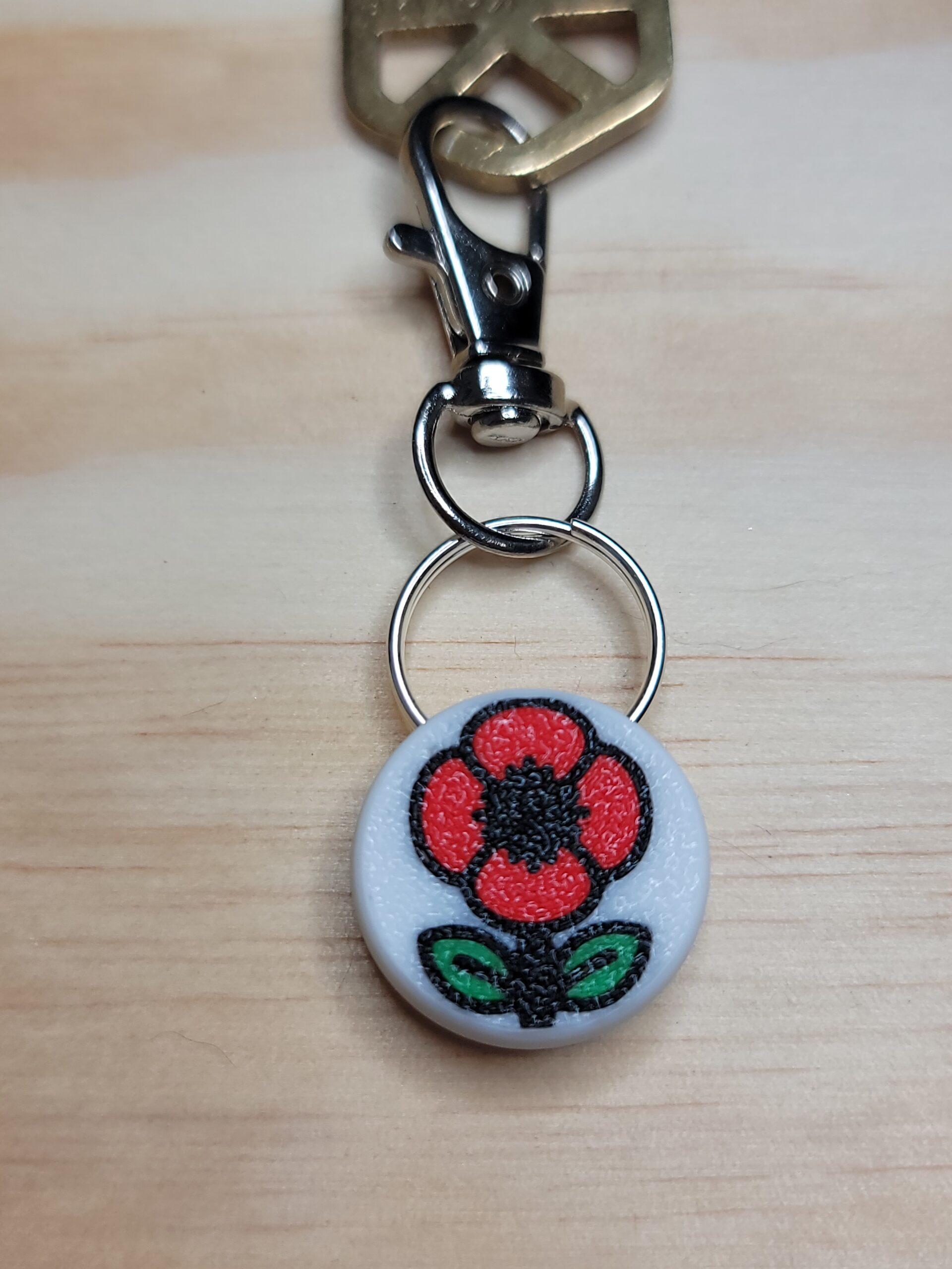 3D Printed Poppy Keychain Fob – Multicolor Remembrance Zipper Pull - Image 4