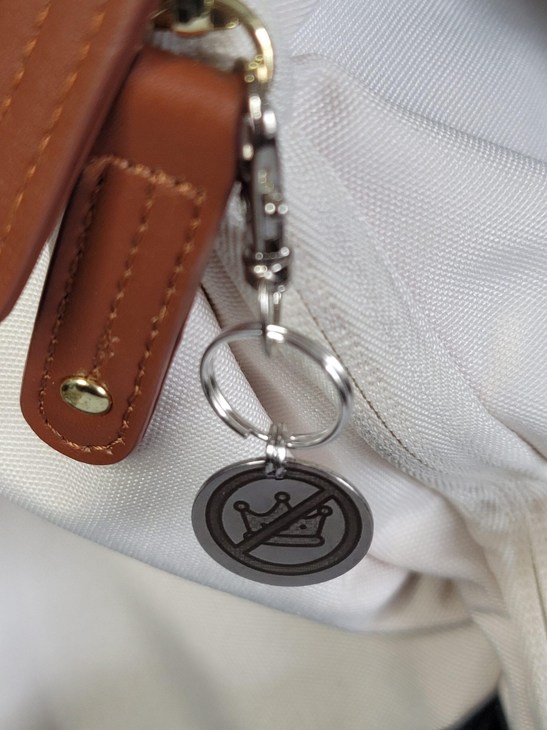 Laser Engraved Pro-Democracy Keychain Fob – Steel Zipper Pull - Image 3