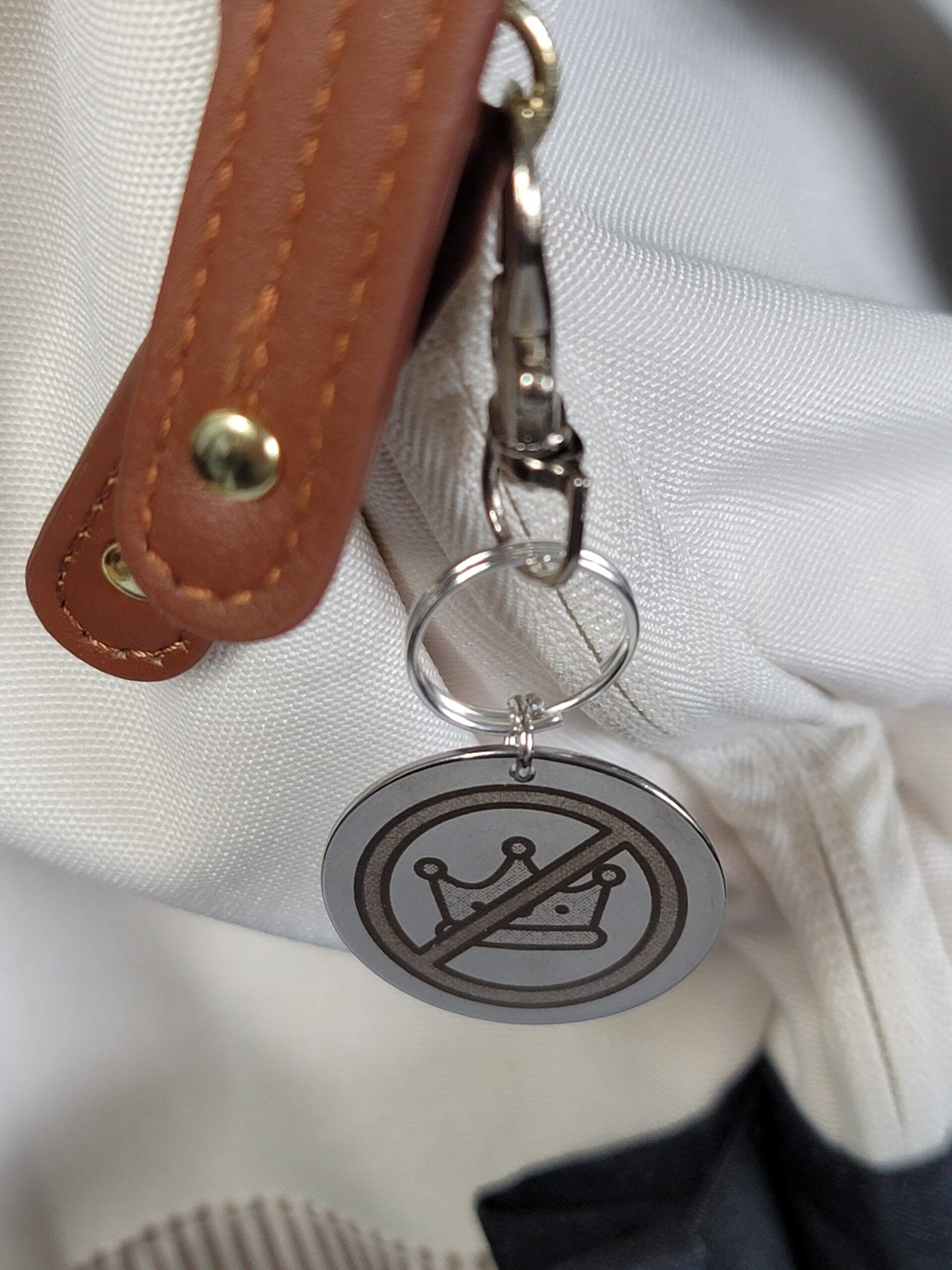 Laser Engraved Pro-Democracy Keychain Fob – Steel Zipper Pull