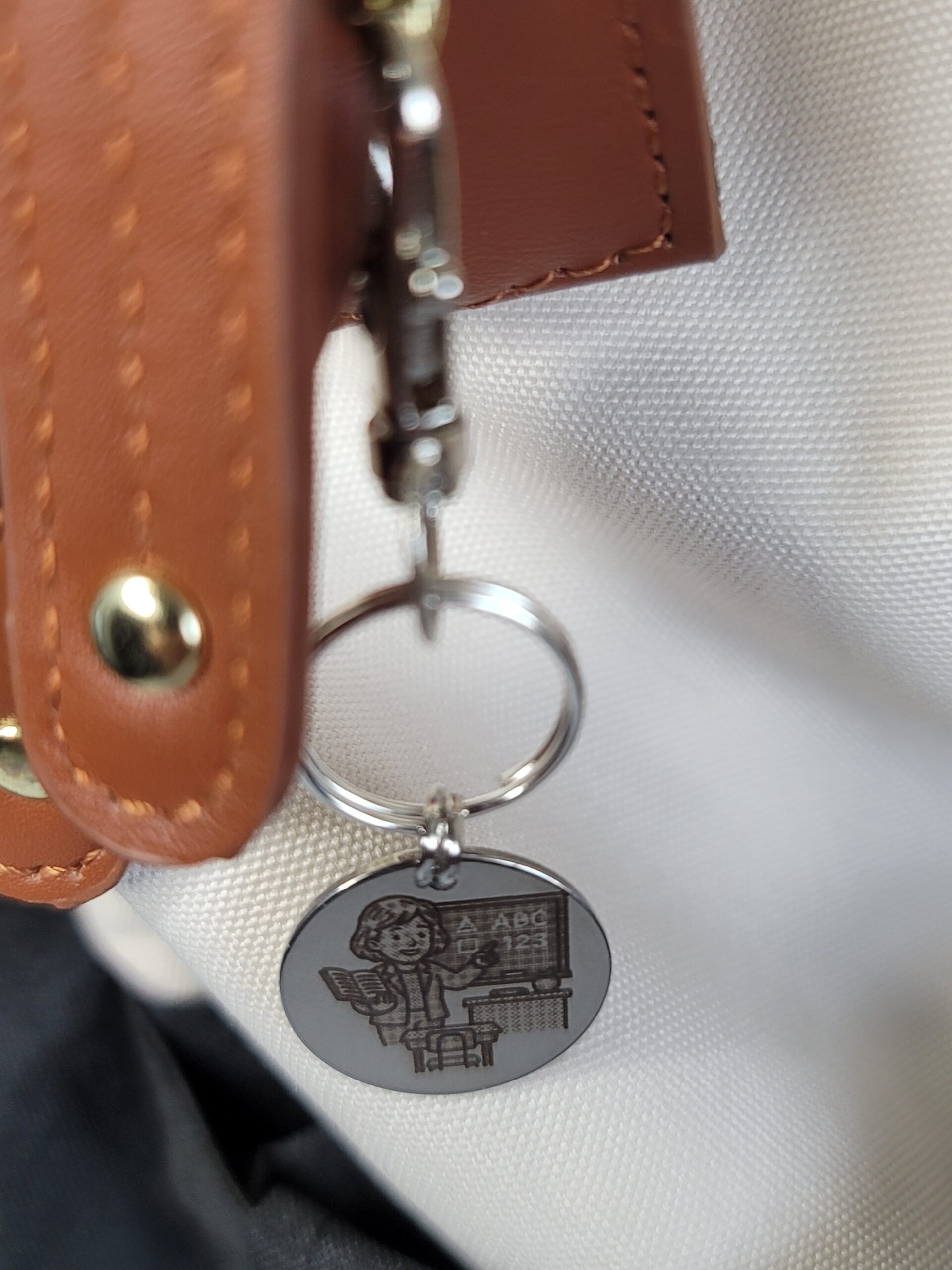 Laser Engraved Teacher Keychain Fob – Steel School Zipper Pull - Image 3