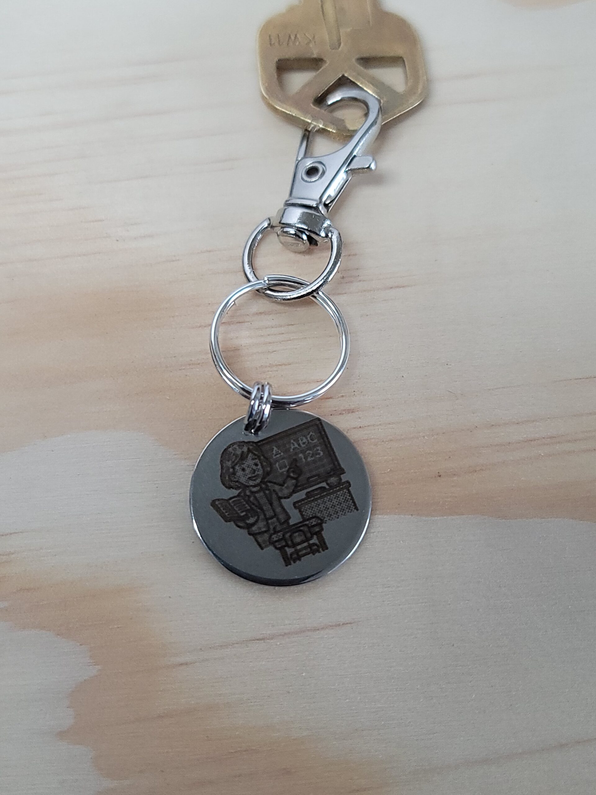 Laser Engraved Teacher Keychain Fob – Steel School Zipper Pull - Image 4