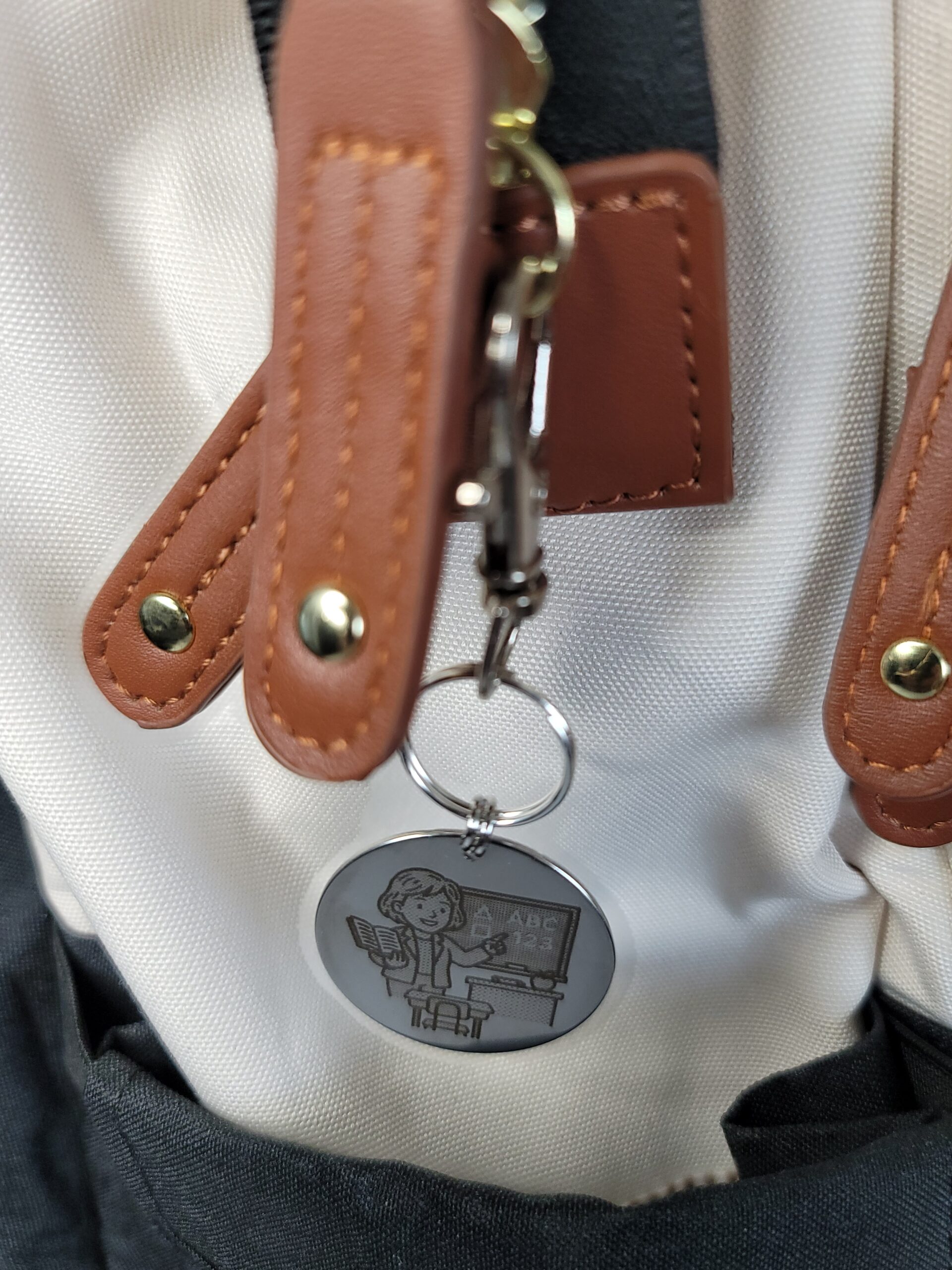 Laser Engraved Teacher Keychain Fob – Steel School Zipper Pull