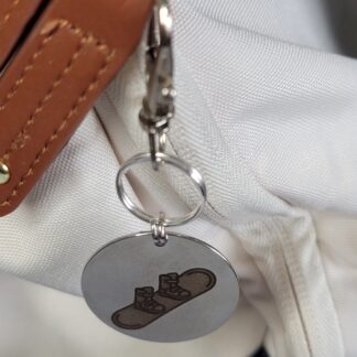 Laser Engraved Snowboard Keychain Fob – Steel Winter Sports Zipper Pull