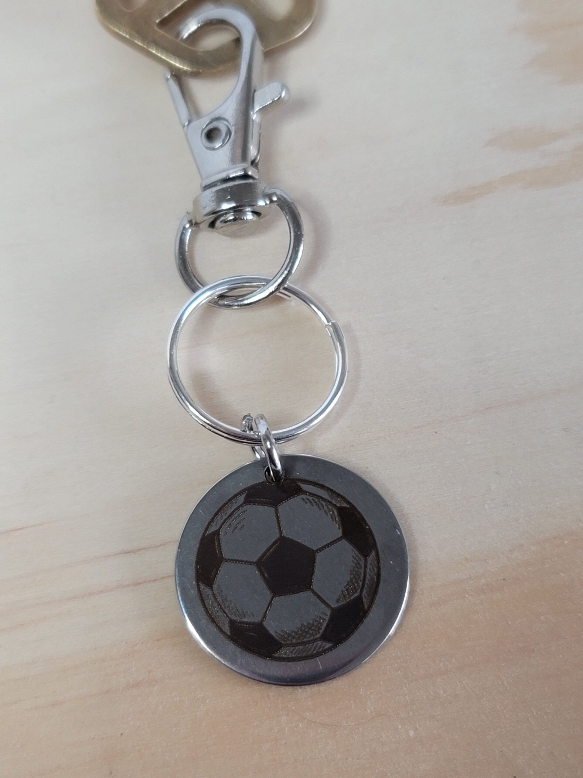 Laser Engraved Soccer Keychain Fob – Steel Sports Zipper Pull - Image 4